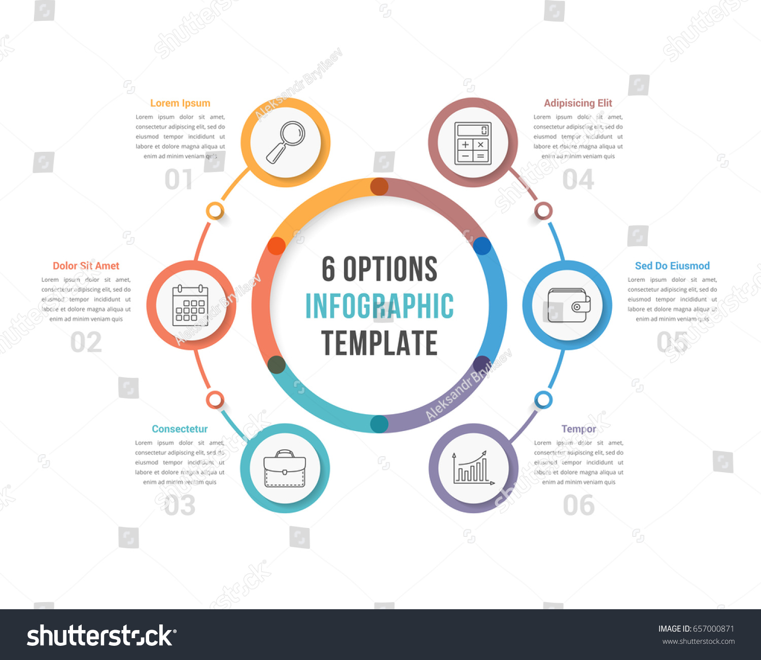 Circle infographic template with six options workflow or process ...
