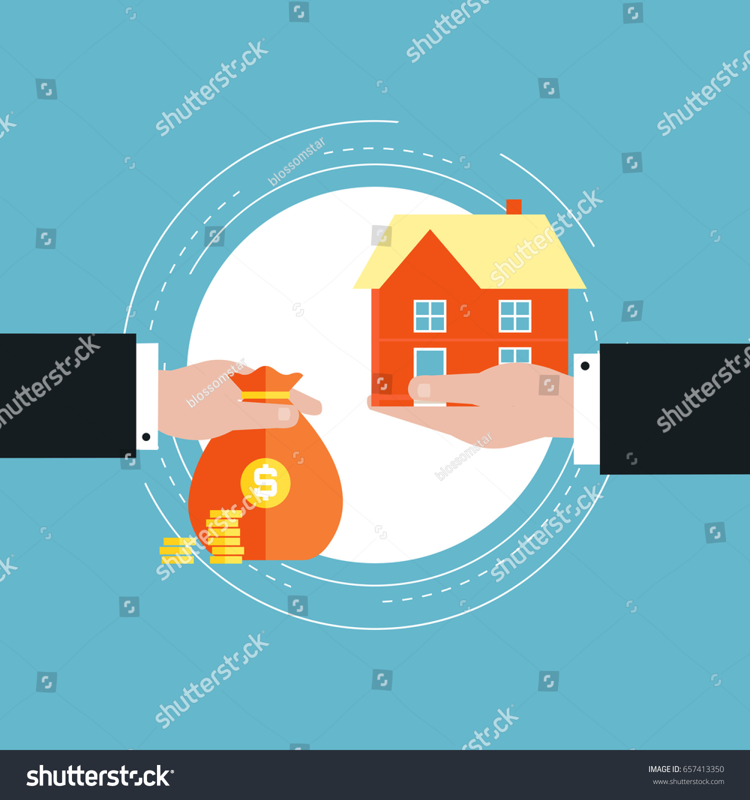 Real estate investment  mortgage concept flat vector illustration design. Real estate market  buying  renting house design for web banners and apps 