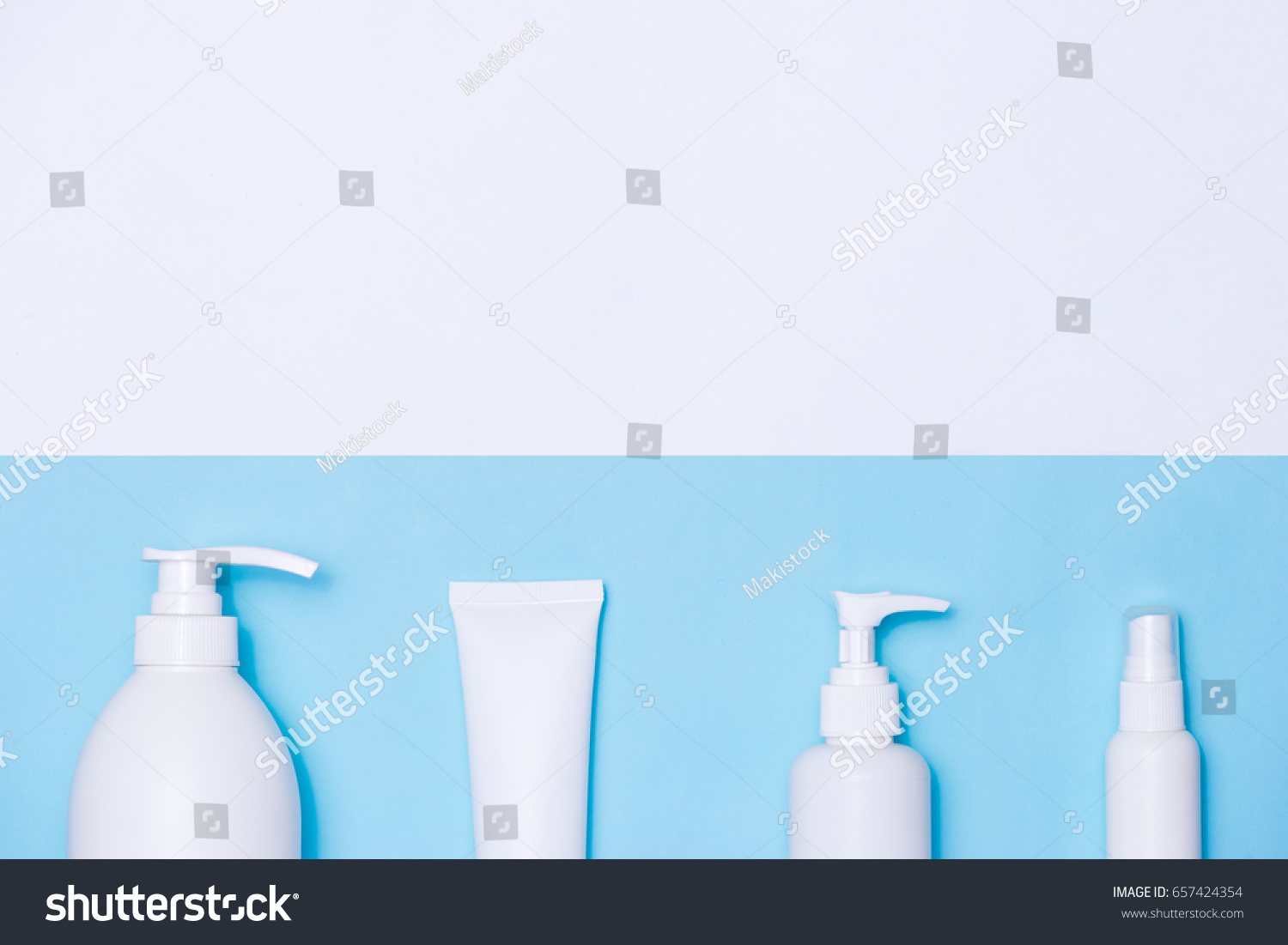 Cosmetics packaging spa and beauty set mock-up on color background