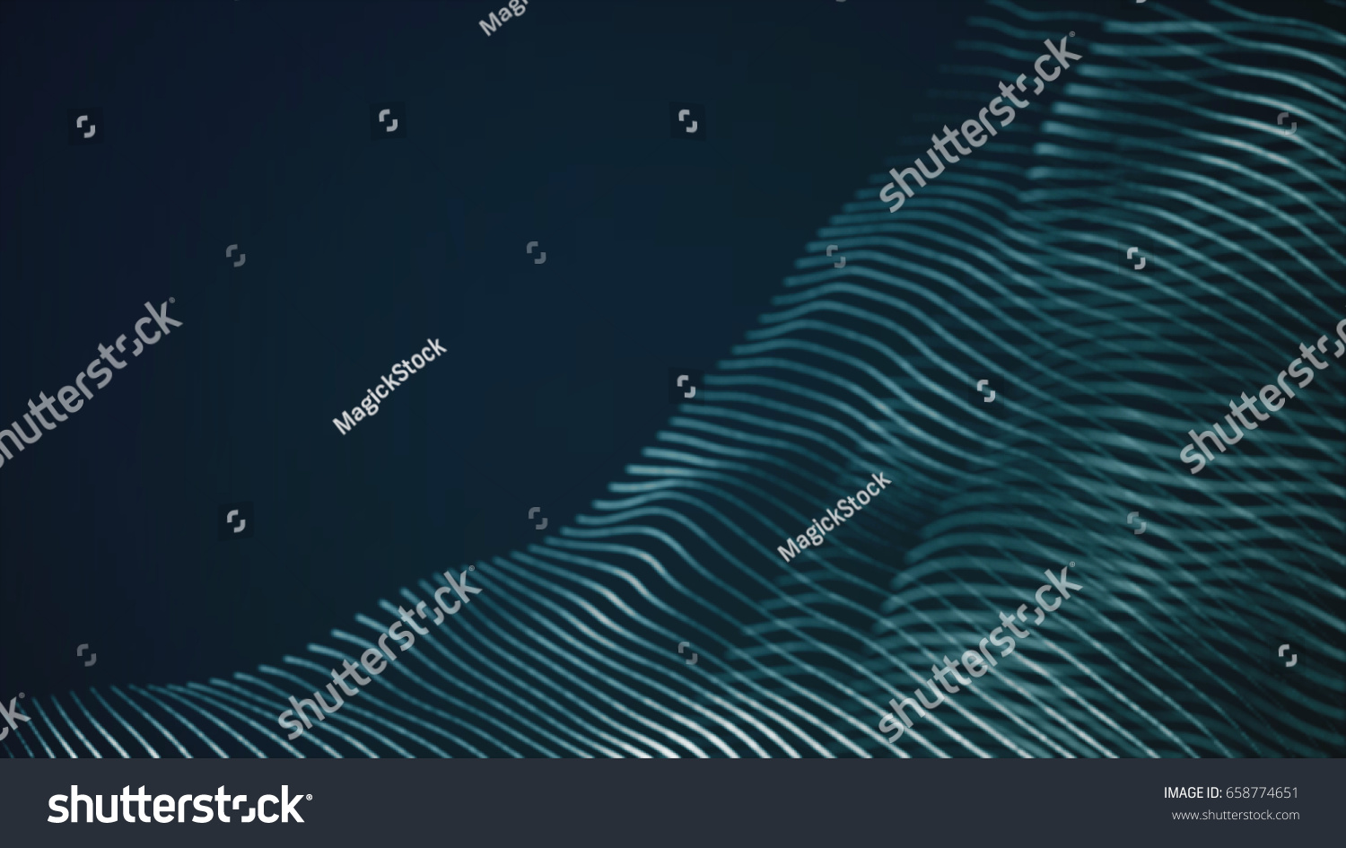 Abstract digital landscape with flowing particles. Cyber or technology background