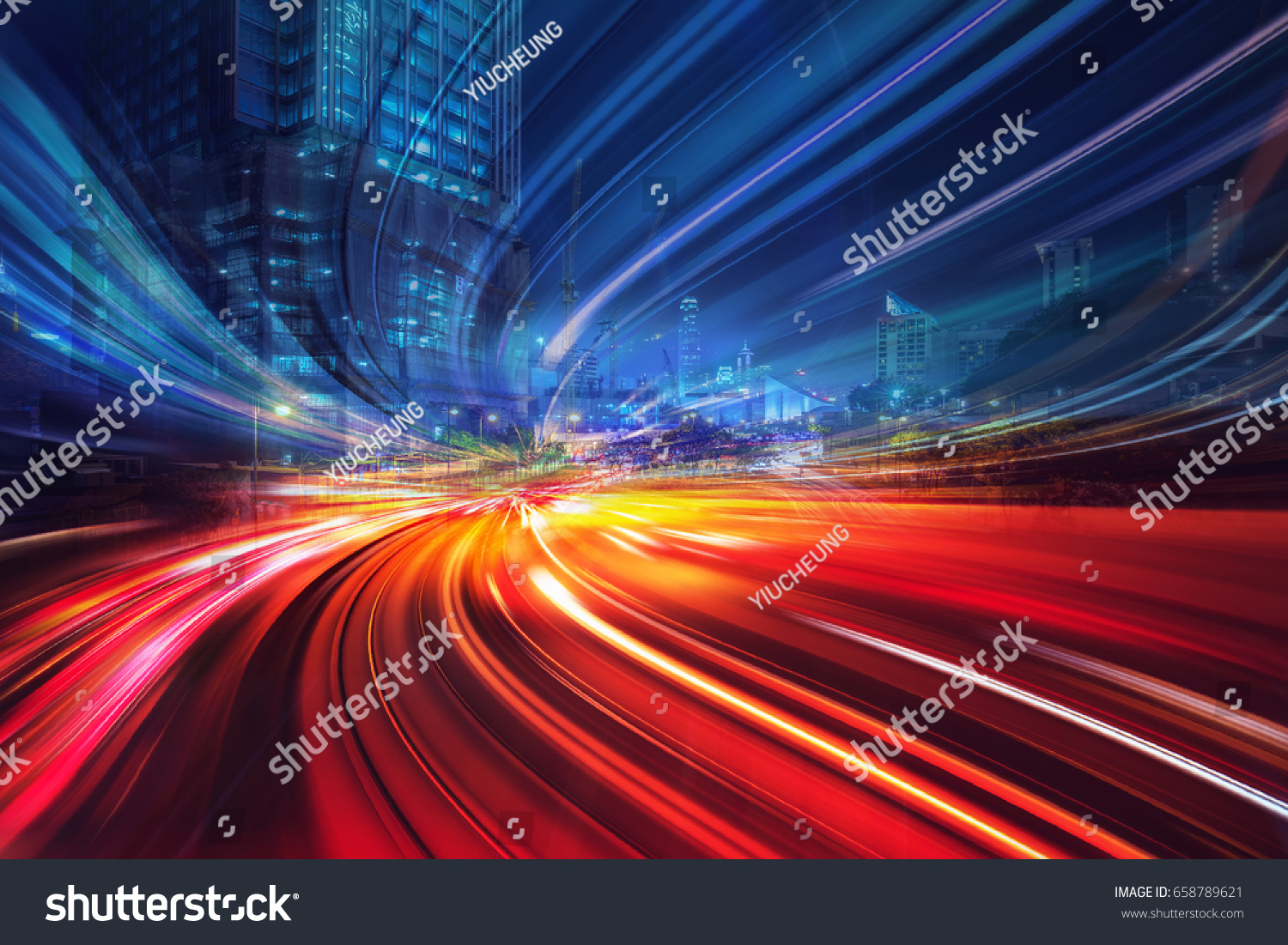 Motion speed effect with City Night Illustration