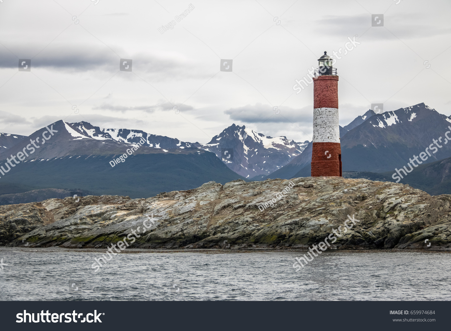 Les Eclaireurs Red and white lighthouse - Beagle Channel  Ushuaia  Argentina