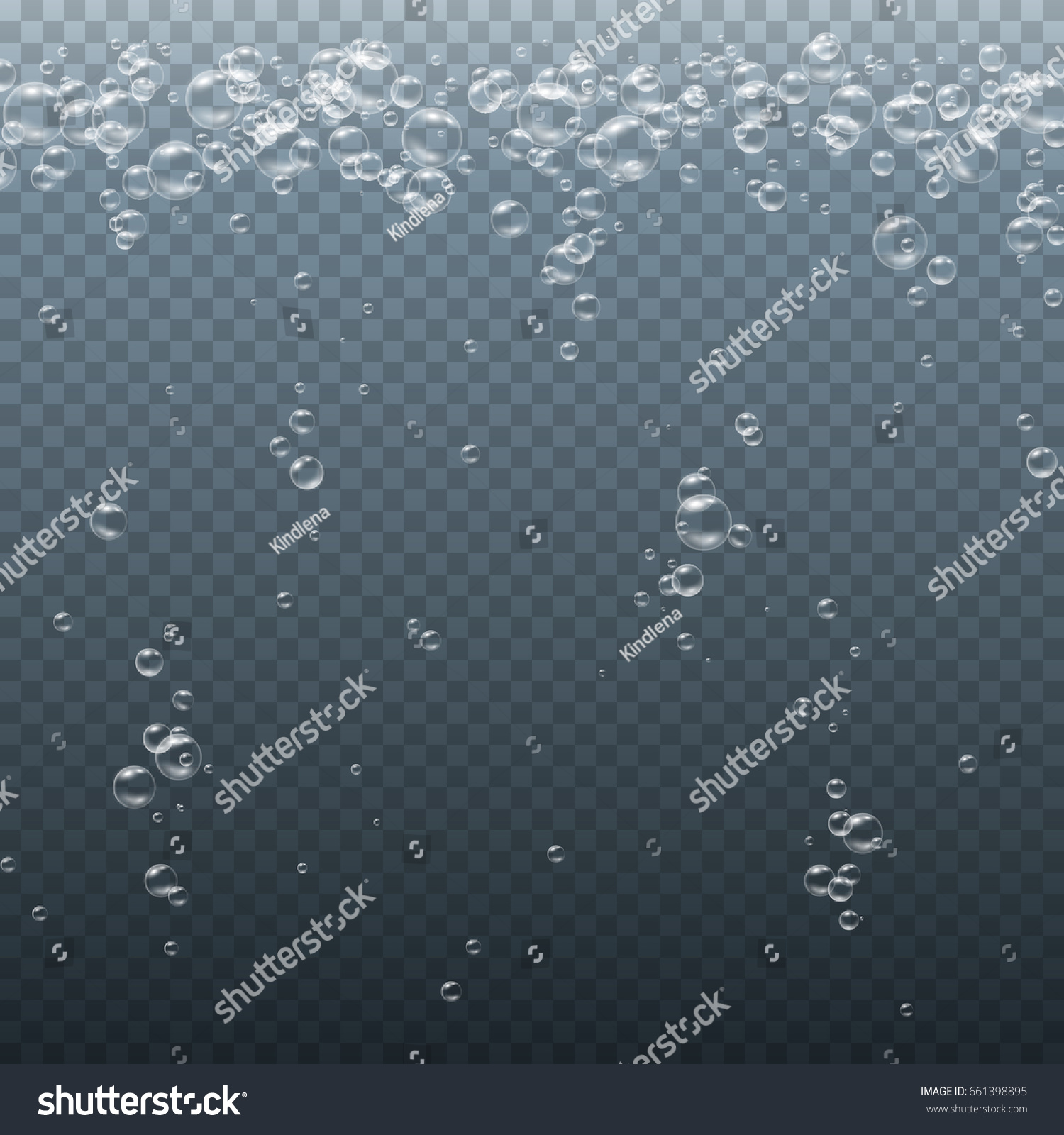 White realistic clear bubbles under water border isolated on transparent background. Vector pure soap bubbles flying in air texture. Aqua white rising drink elements pattern for your design