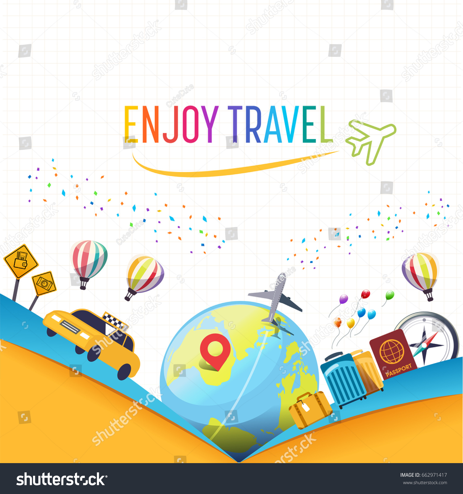 Vacation and  ready for adventure concept. Background travel template design. happy concept. 