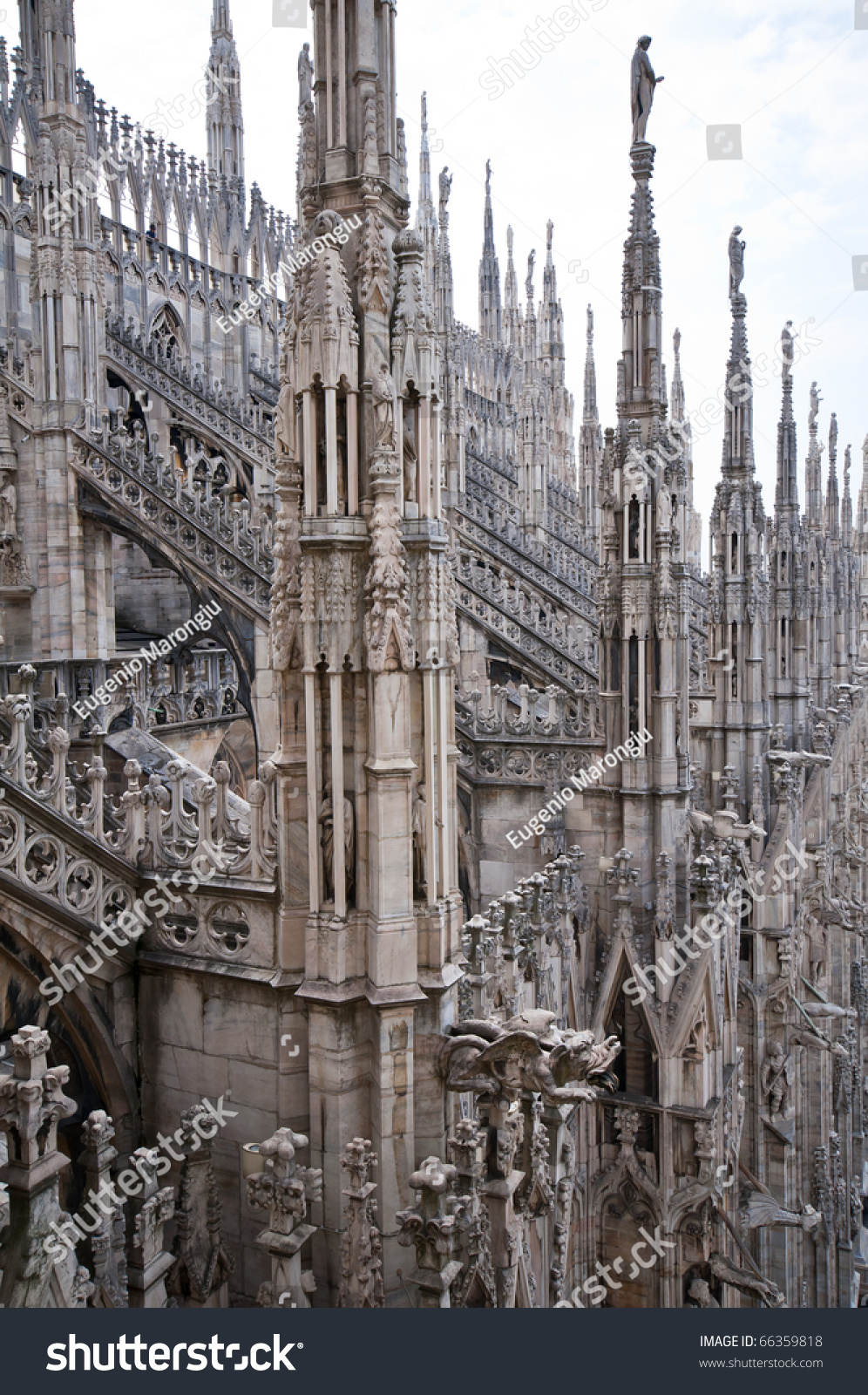 Architecture of the Milan Cathedral overhead shot