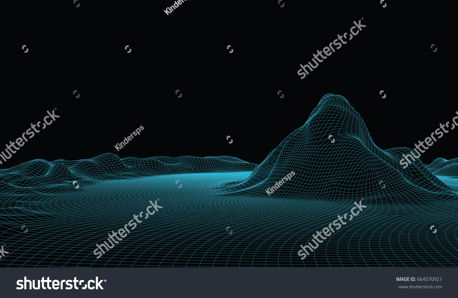 Abstract vector wireframe landscape background. Big Data. 3d futuristic vector illustration