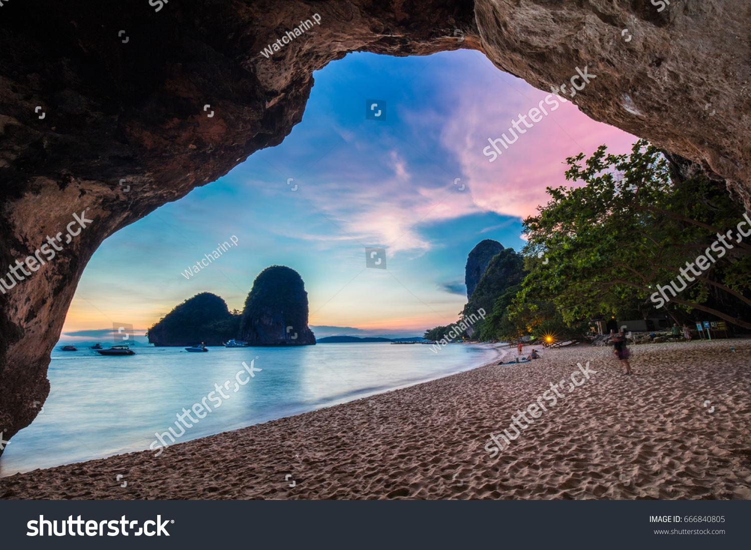 Phra Nang Cave in twilight  Thailand