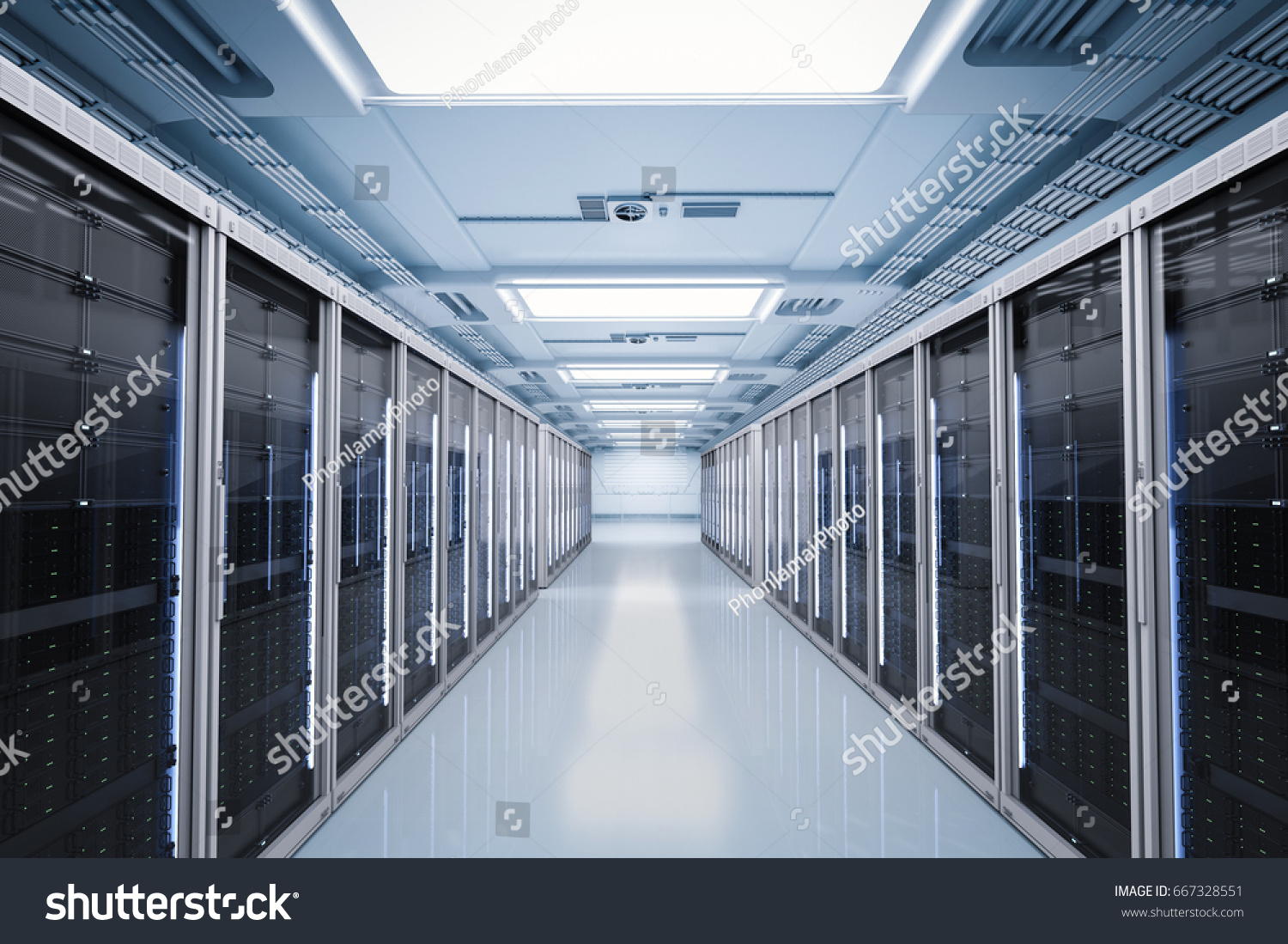 3d rendering server room or server computers