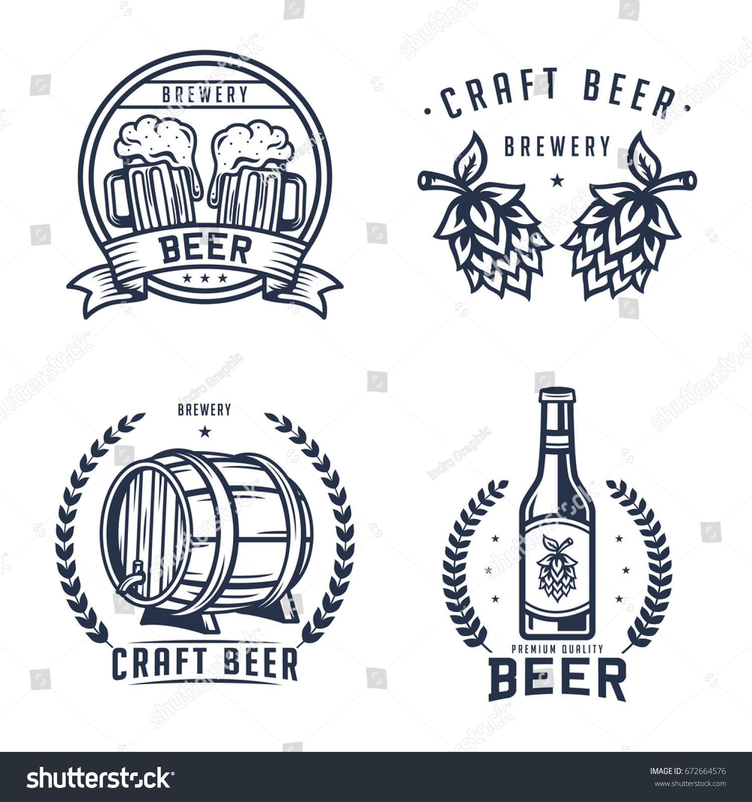 Set of beer logo  badge  label for brewing company