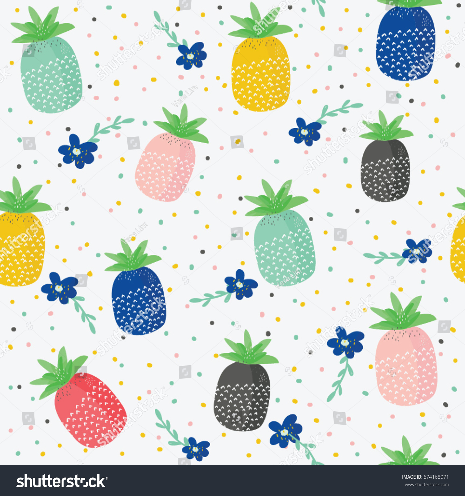 Subtle Pineapple Pattern Cute pineapples seamless patterns. _站酷海洛_正版图片_视频_字体_音乐素材交易平台_站酷旗下品牌