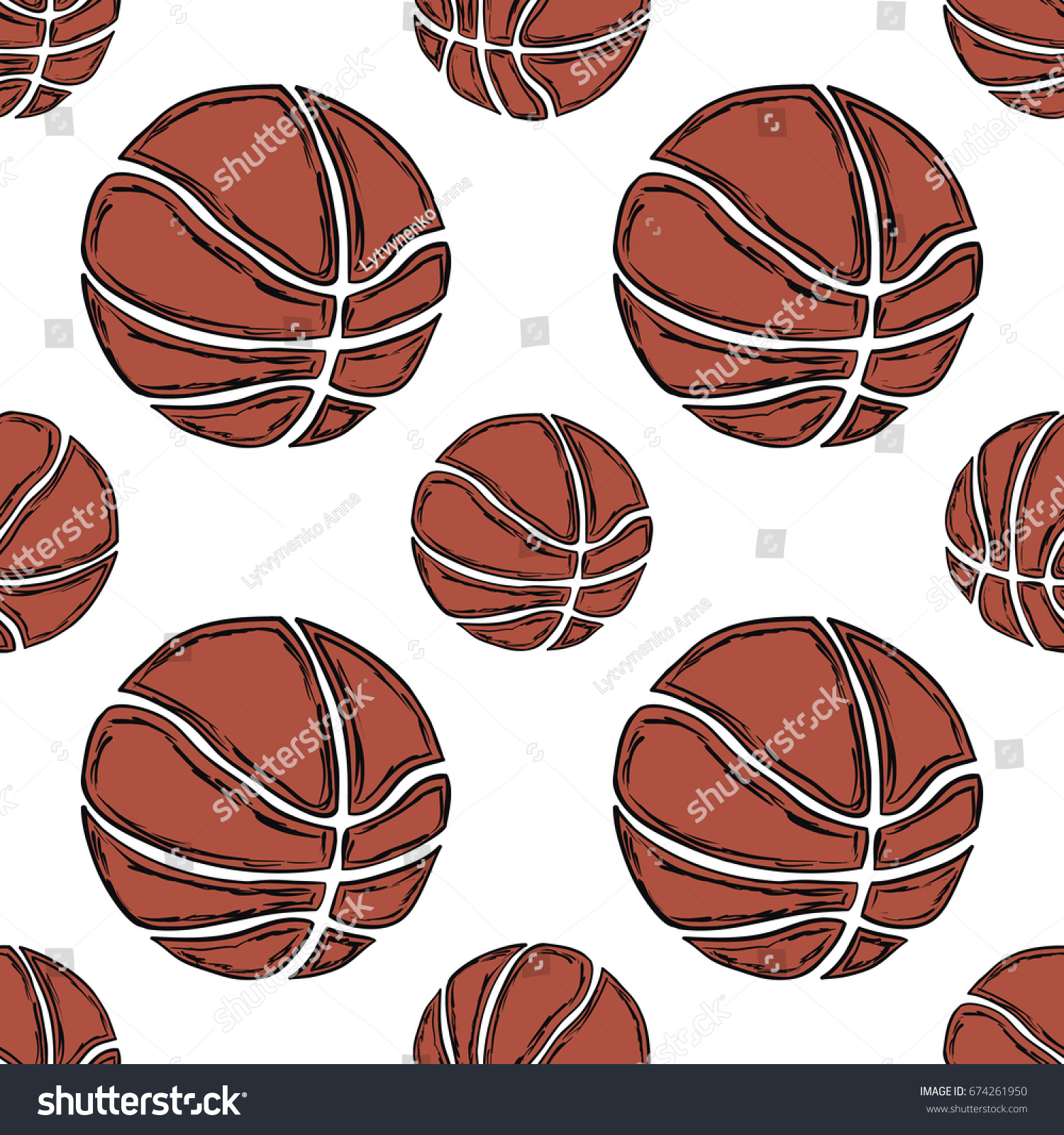 Balls seamless pattern in hand drawn style - for paper  fabric and creative design