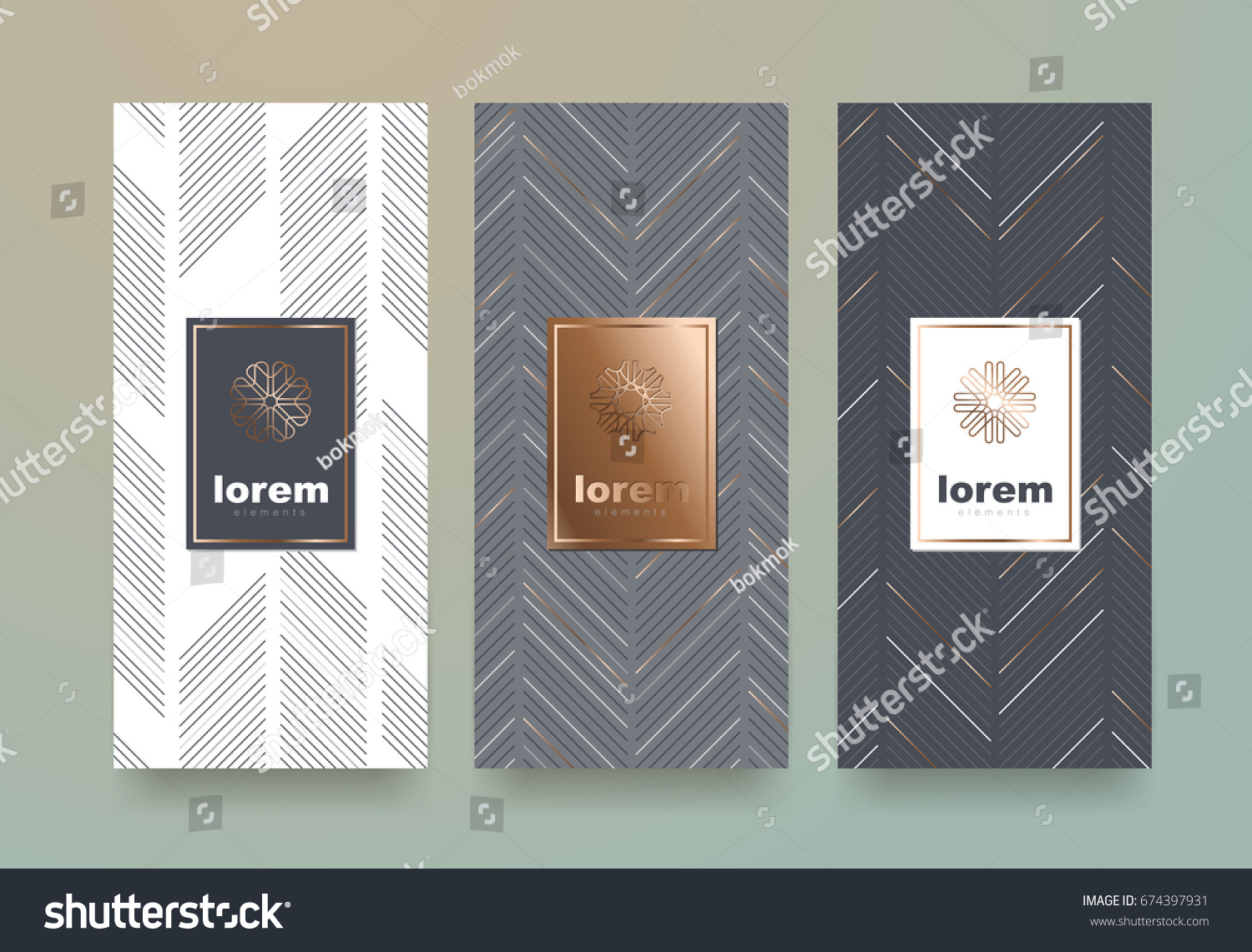 Vector set packaging templates with different texture for luxury products.logo design with trendy linear style.vector illustration