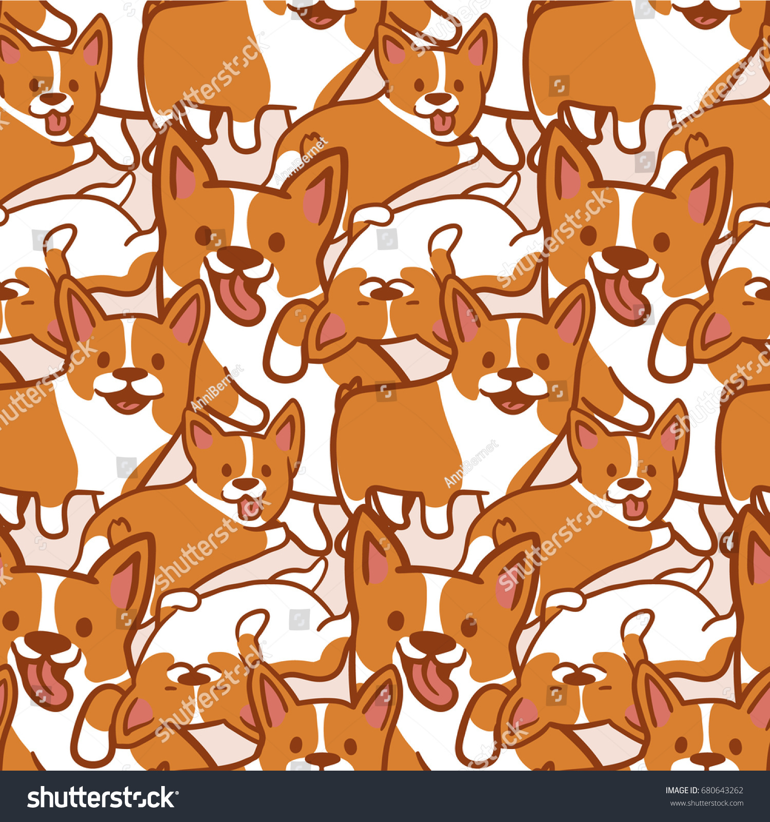 Cartoon Corgis Pattern
