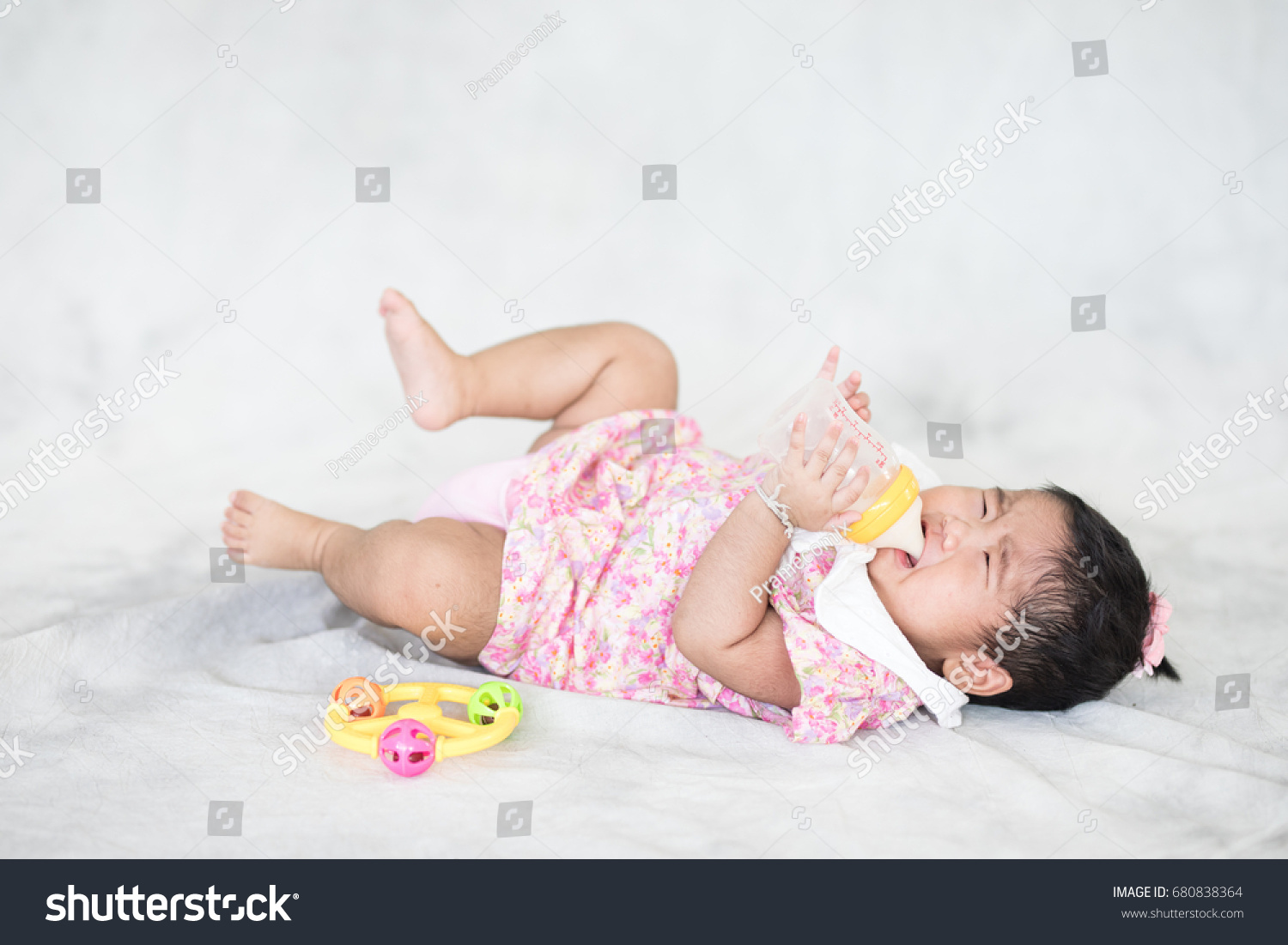 baby girl milk eating and crying