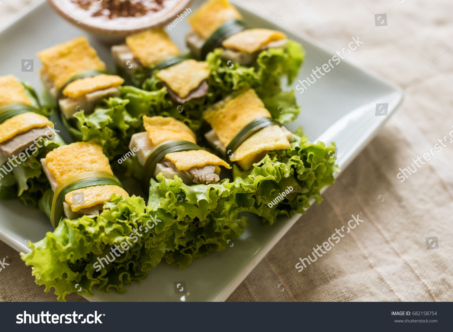 vietnam food style roll salad and vegetable