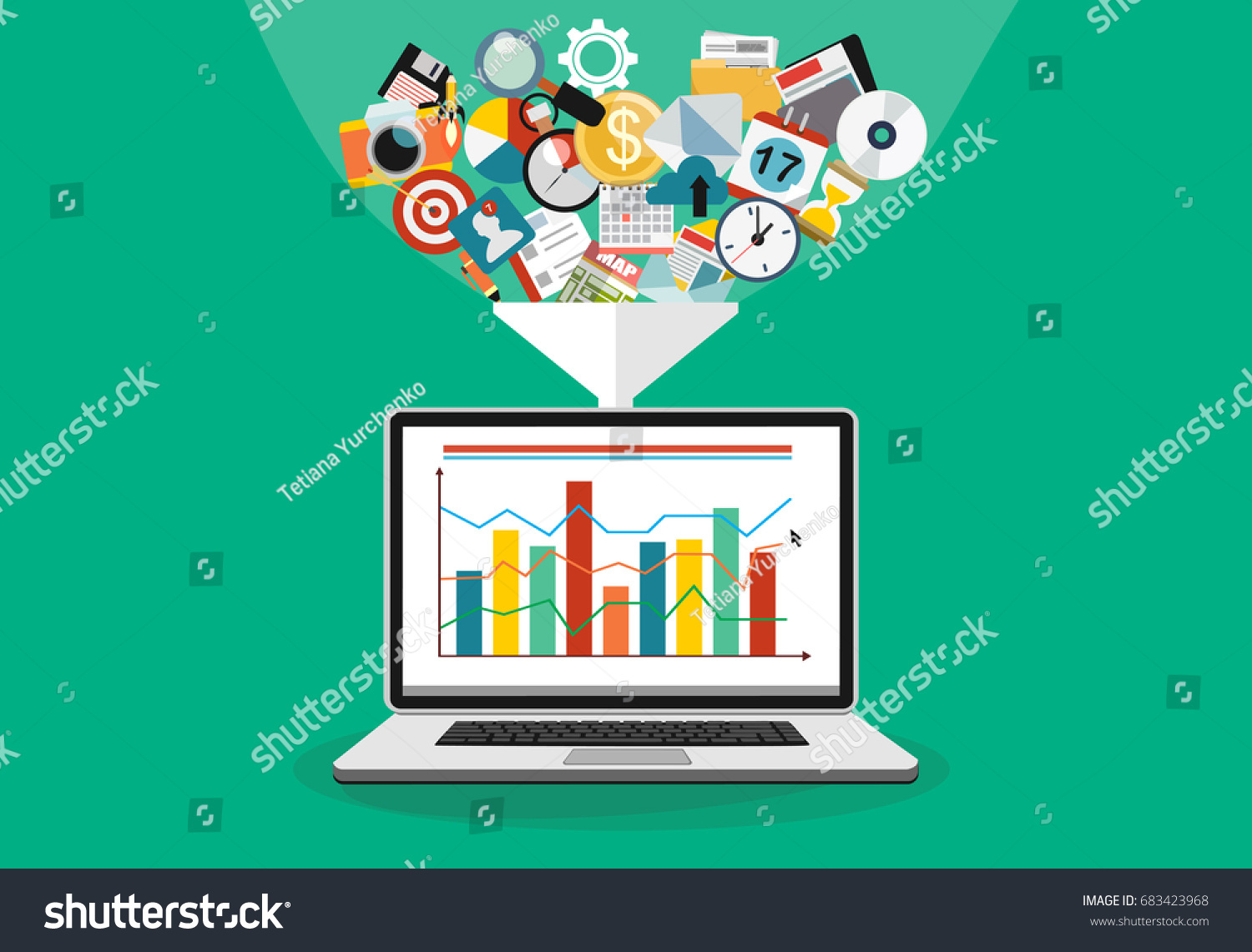 Concepts for creative process  big data filter  data tunnel  analysis vector concept