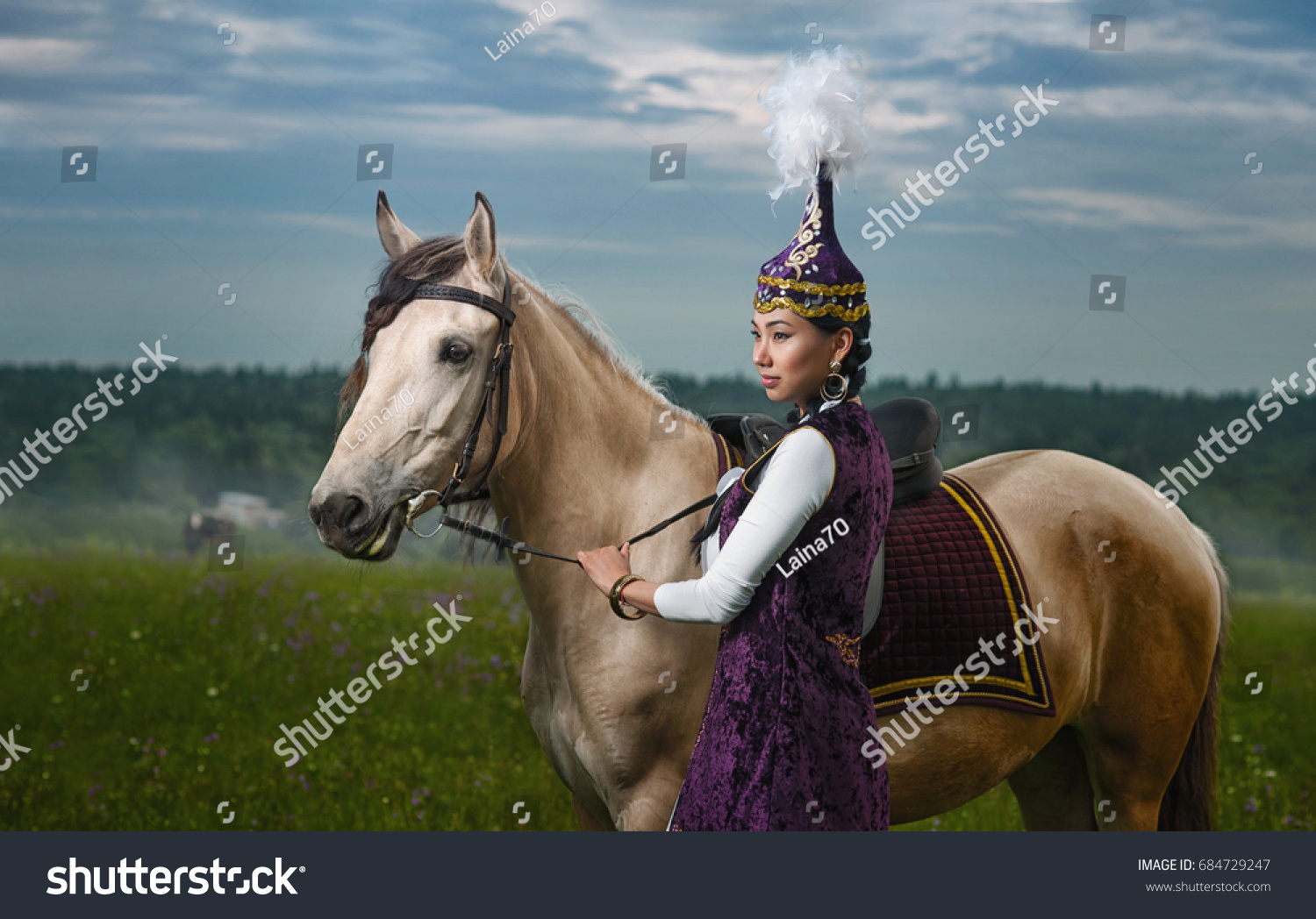 A girl in a national Kazakh dress