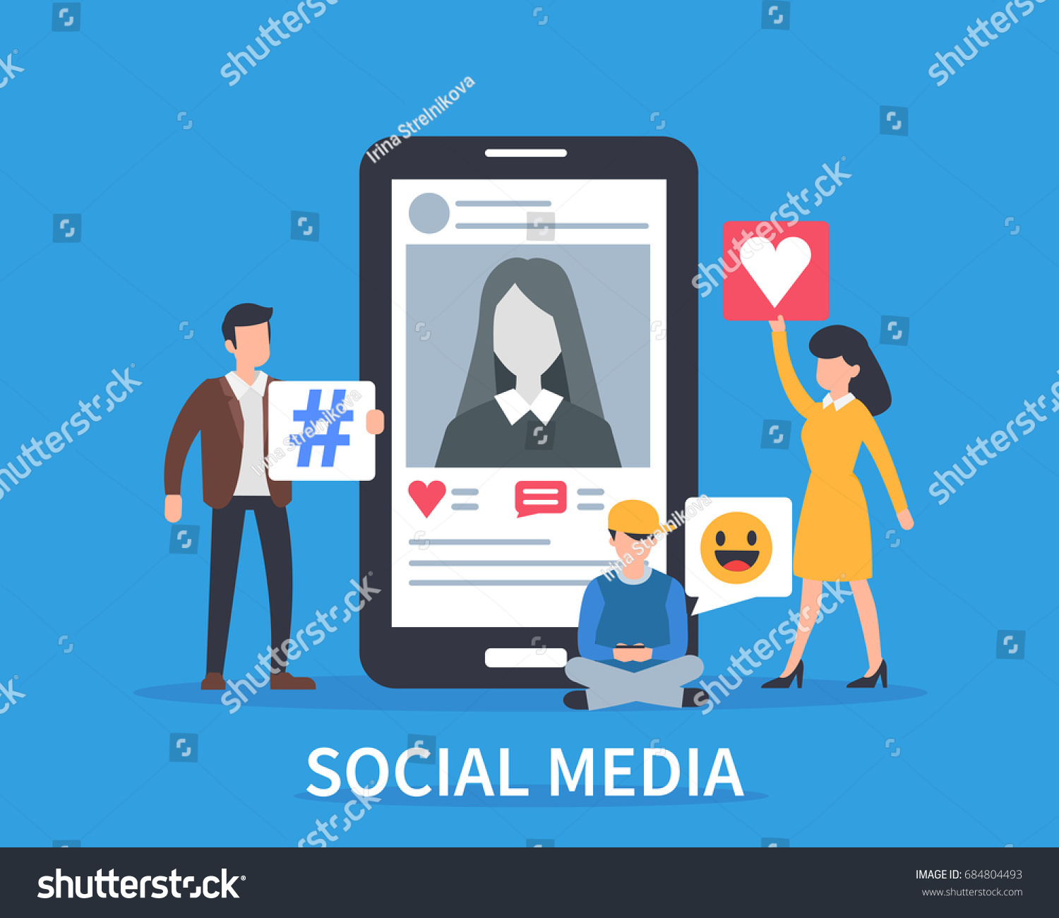 Social media concept banner. Flat style vector illustration.