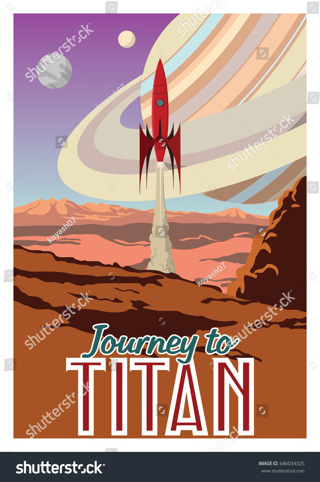 Vector Retro Stylized Space Propaganda Poster 