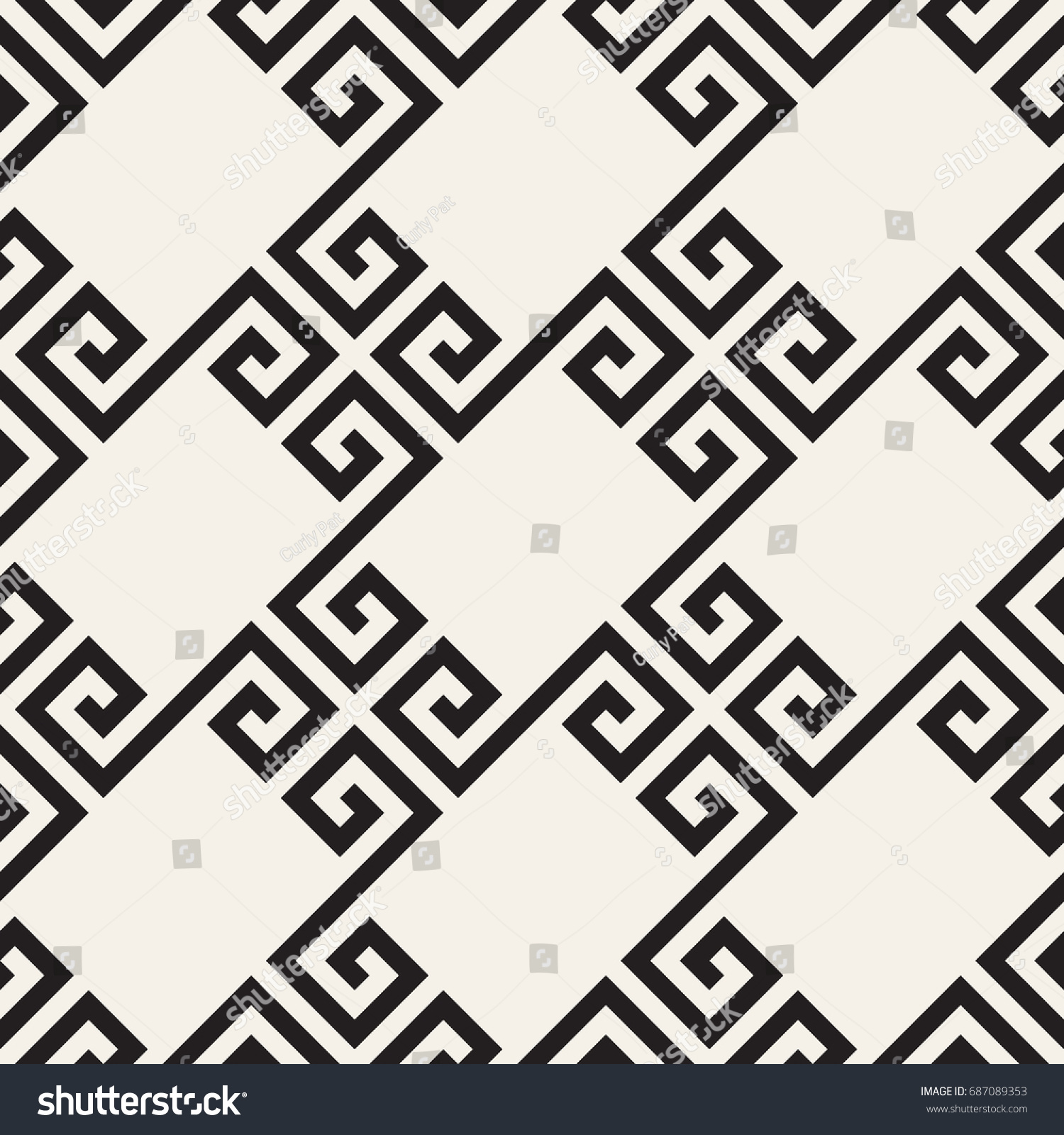 Vector seamless pattern. Modern stylish texture. Repeating Greek pattern. Monochrome swatch with bold meander.