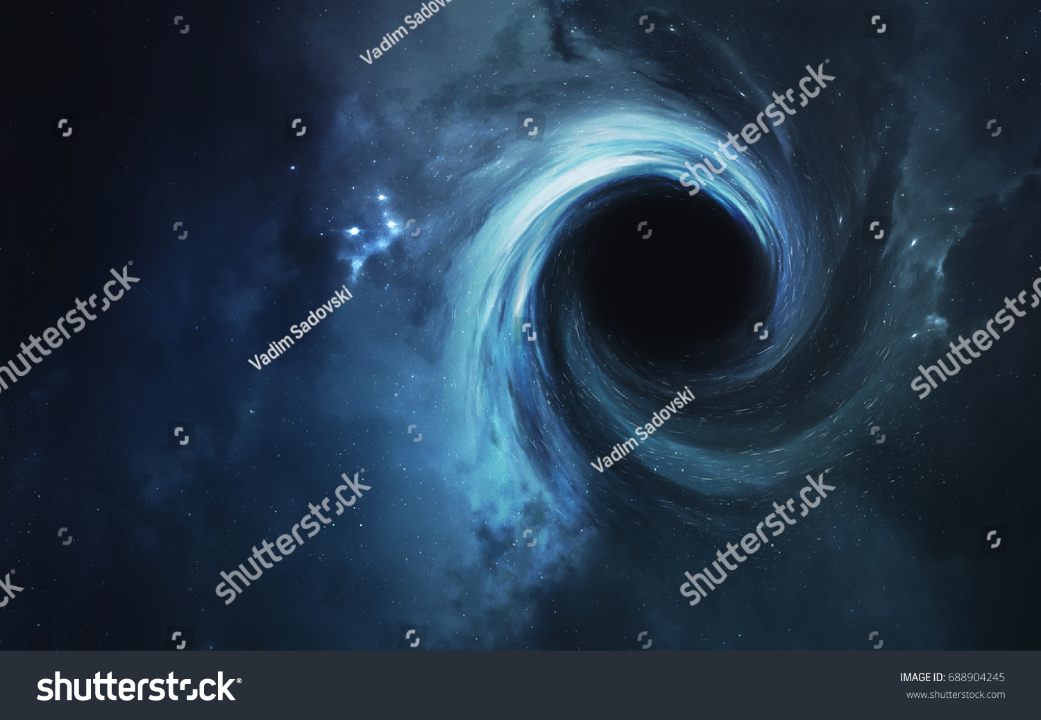 Black hole. Abstract space wallpaper. Universe filled with stars