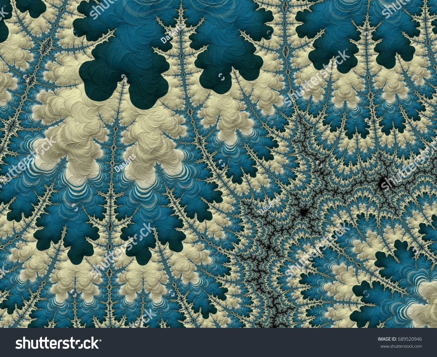 3D model generation of fractals of marine Coral . The blue of the sea and bright (white) color Coral. The texture is generated from patterns of Coral data. Natural numbers in a visual example.