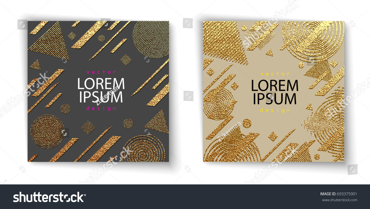 Abstract gold glitter geometric vector background. Trendy modern and stylish set with minimal design for poster  cover  card  brochure  banner. Cool pattern.