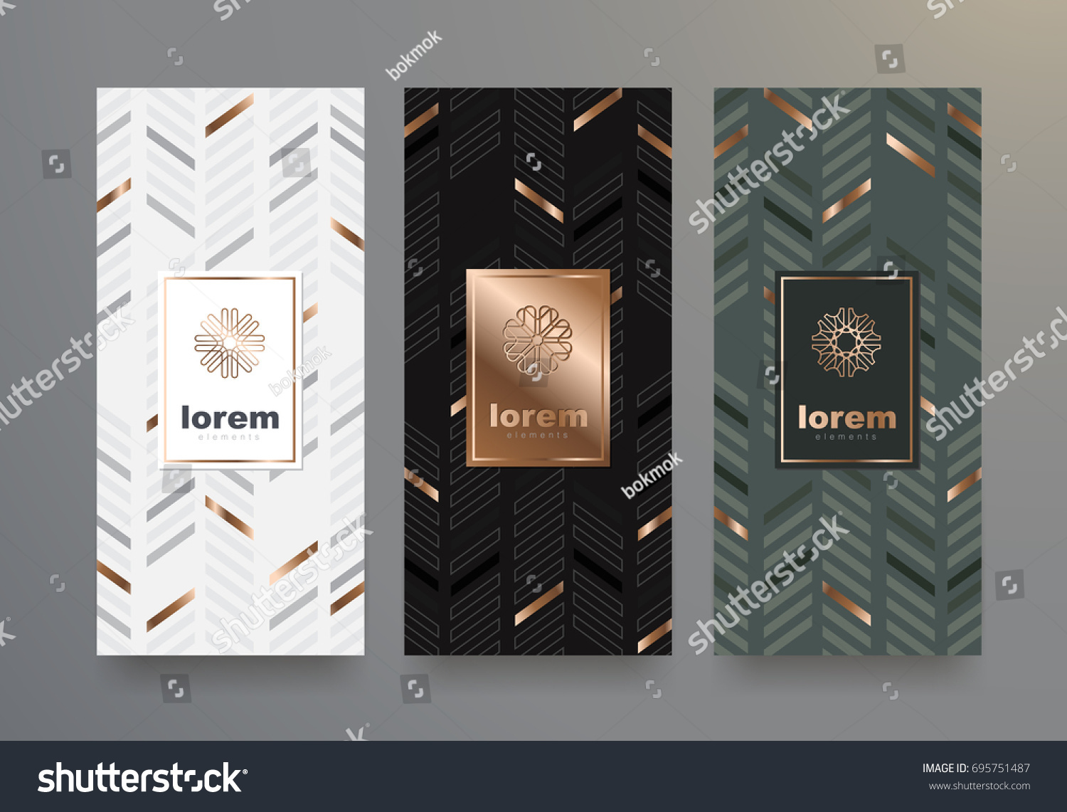 Vector set packaging templates with different texture for luxury products.logo design with trendy linear style.vector illustration