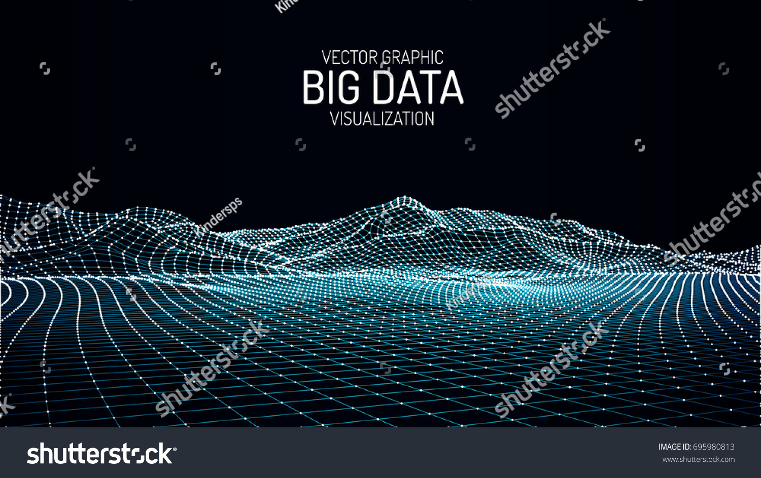 Big Data visualization. Vector abstract 3D network background. Visual data complex. Intelligence artificial. Wireframe landscape background