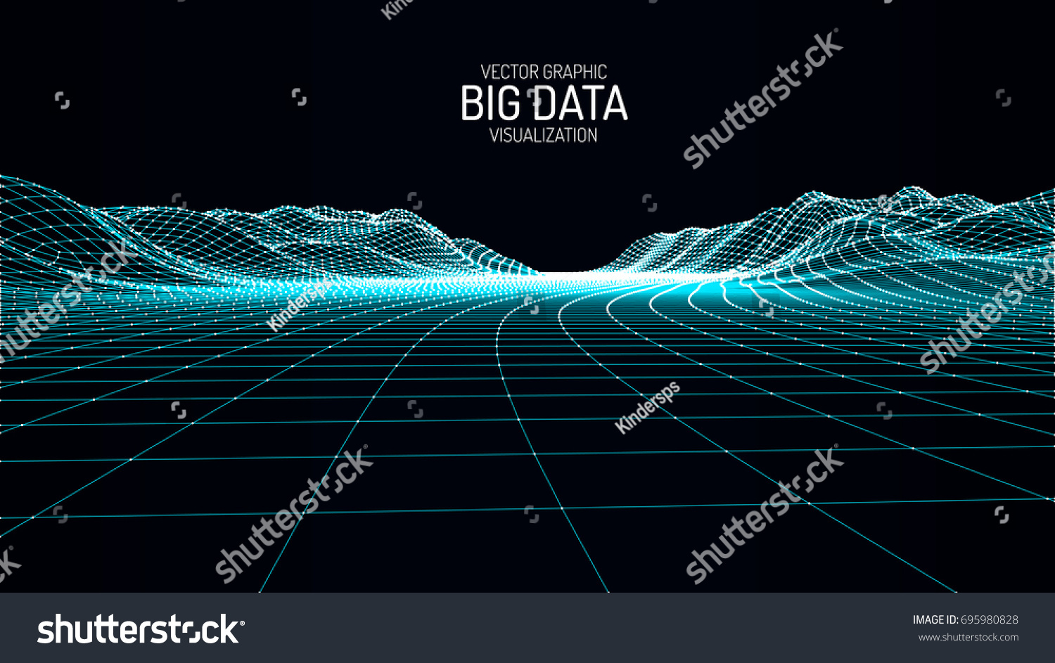 Big Data visualization. Vector abstract 3D network background. Visual data complex. Intelligence artificial. Wireframe landscape background