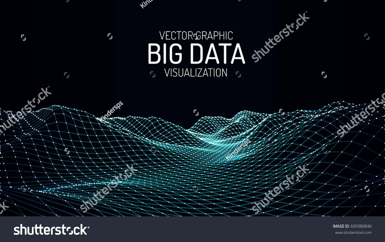 Big Data visualization. Vector abstract 3D network background. Visual data complex. Intelligence artificial. Wireframe landscape background