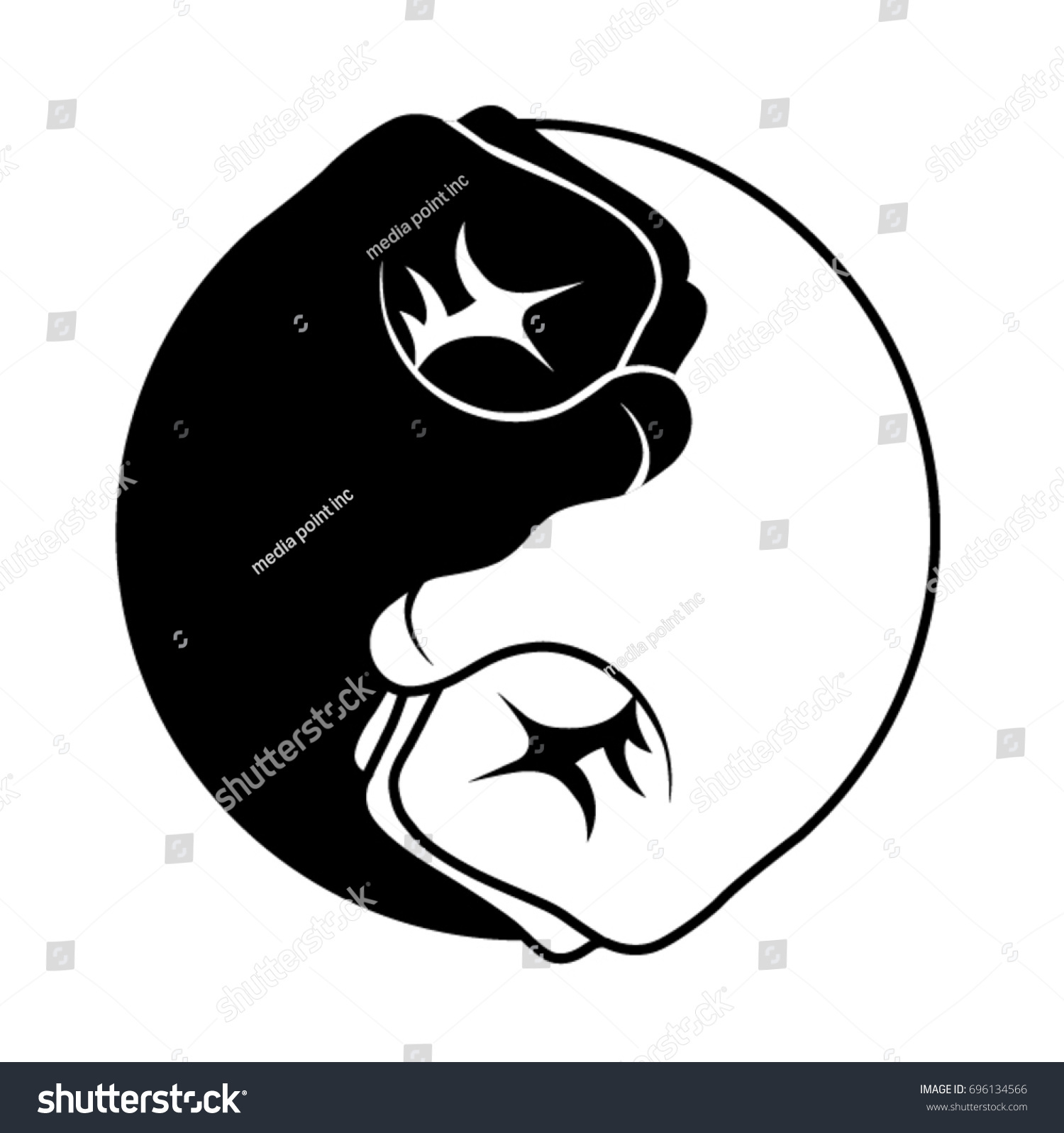 Yin Yang two fists  black white  Martial arts icon  logo  symbol 