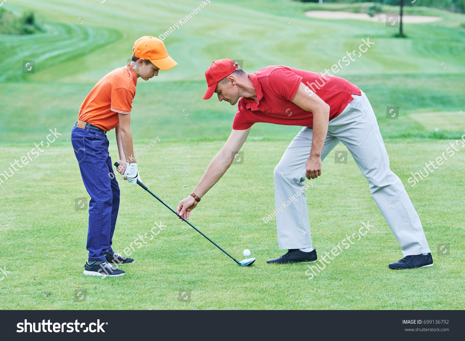 Boy playing golf in summer