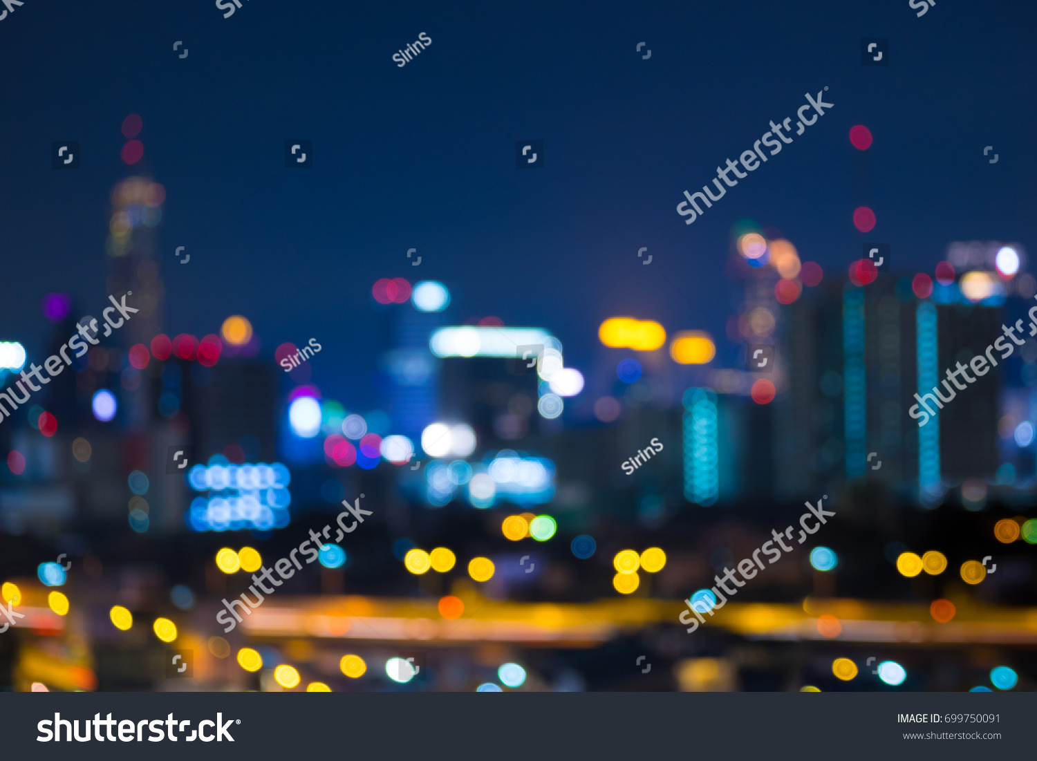 Night light in big city  abstract blurred bokeh defocused background.