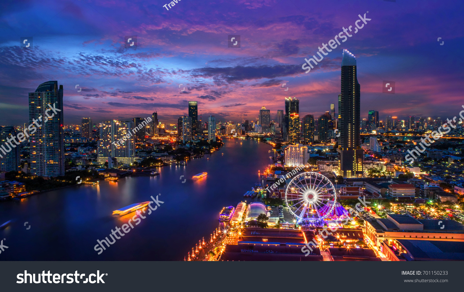 Bangkok cityscape. Bangkok night view in the business district. at twilight