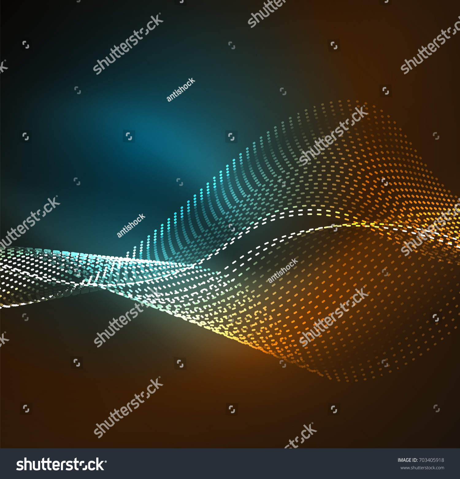  wave particles background - 3D illuminated digital wave of glowing particles. Futuristic and technology illustration  HUD modern element