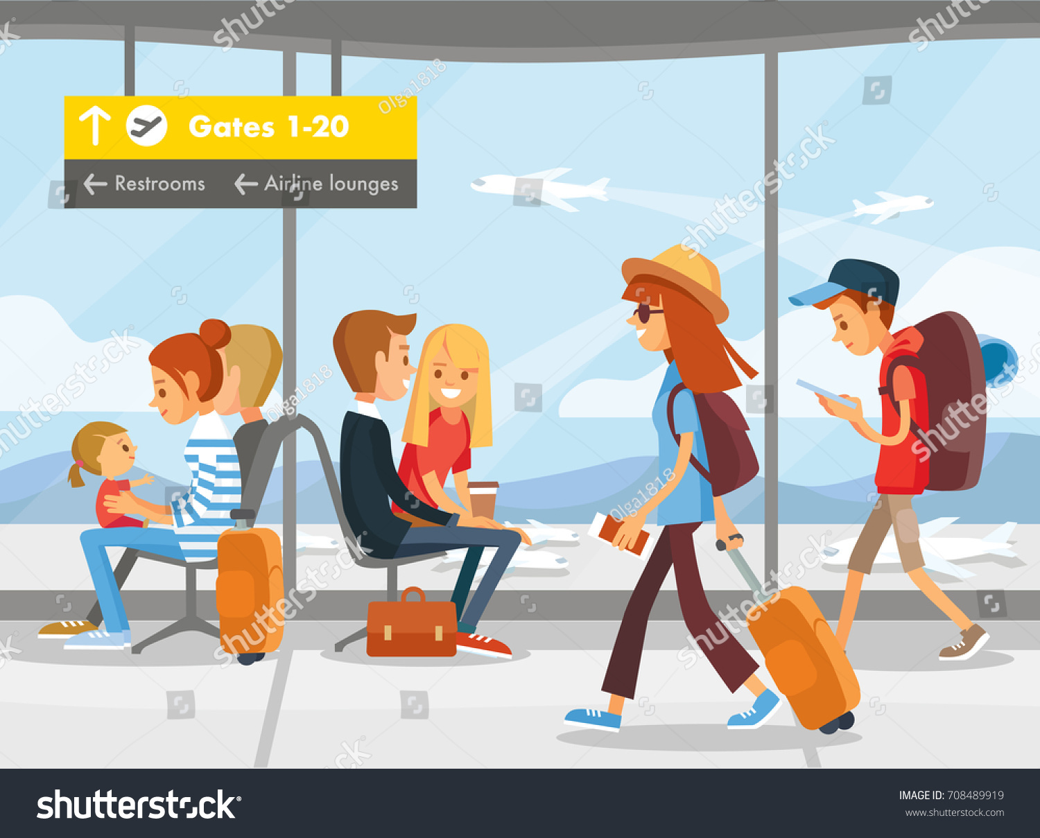 People in the airport terminal