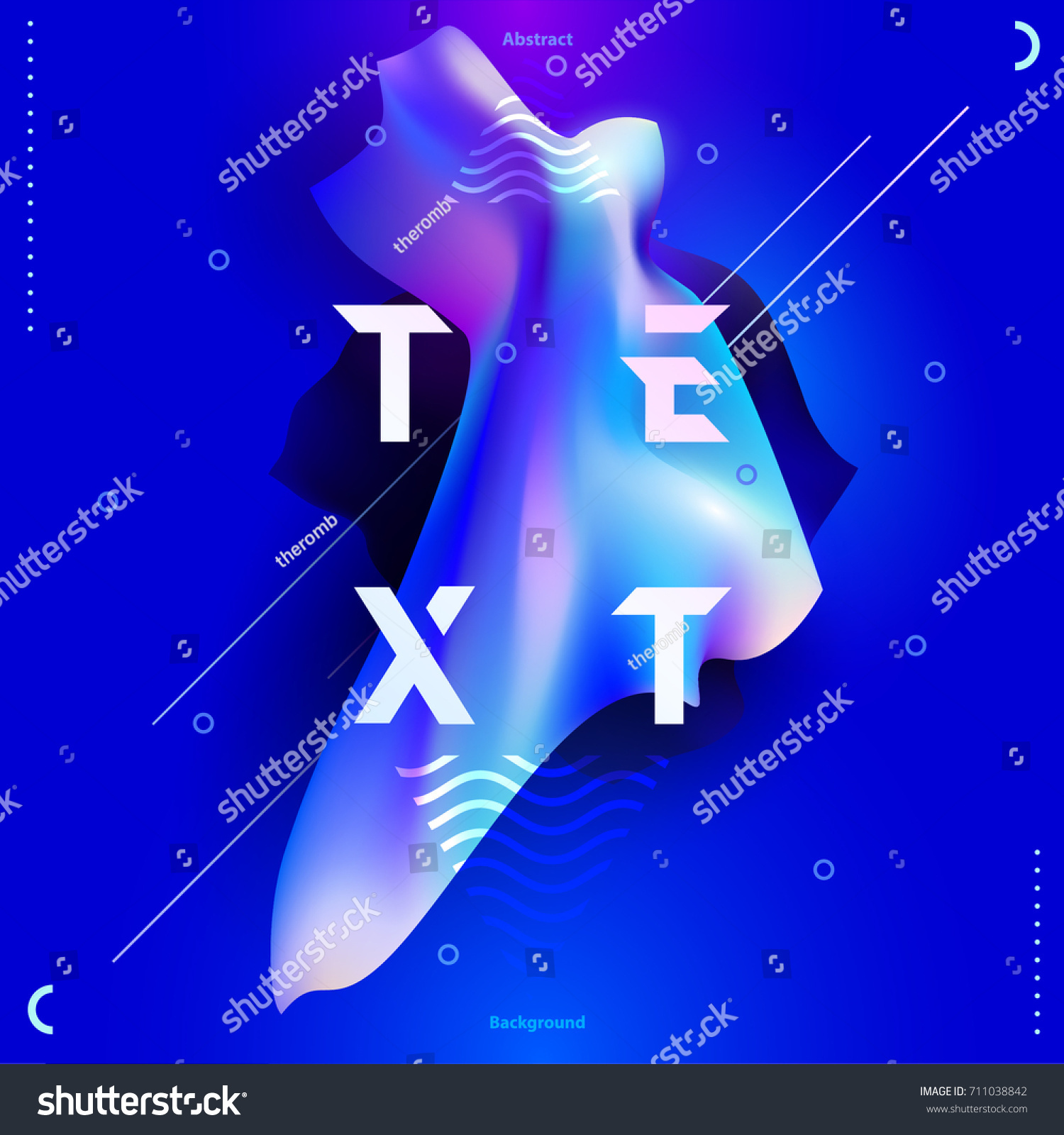 Poster template with curved fluorescent shapes