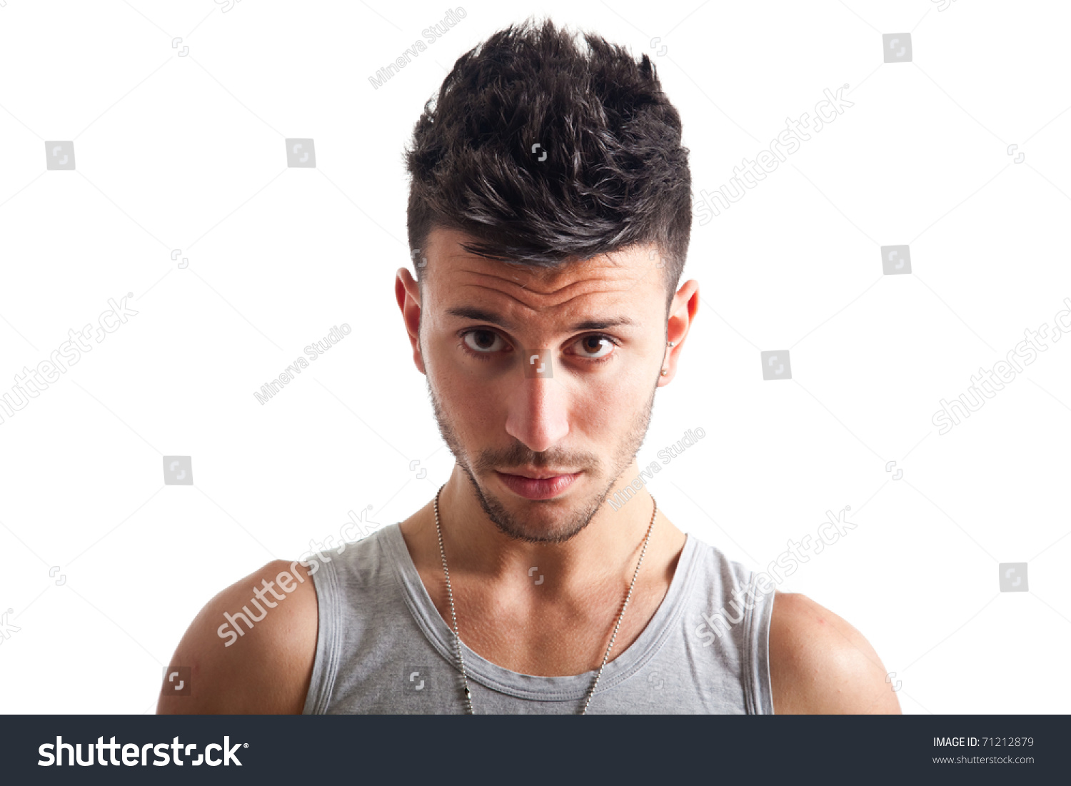  Young tough guy isolated on white