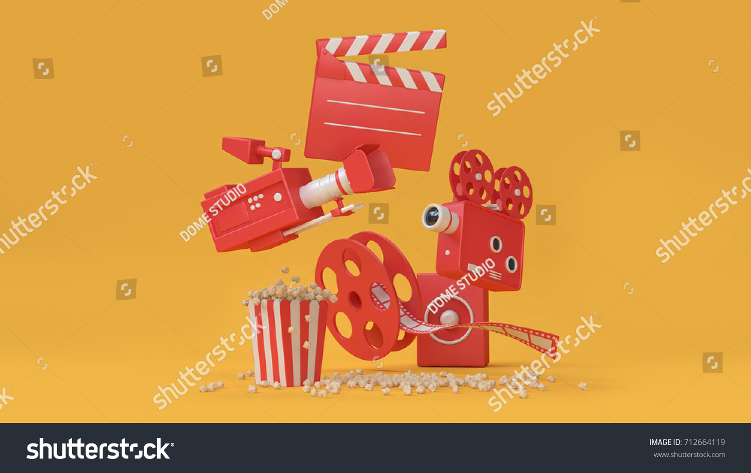 3d render abstract background of movie-cinema element movie cinema entertainment concept