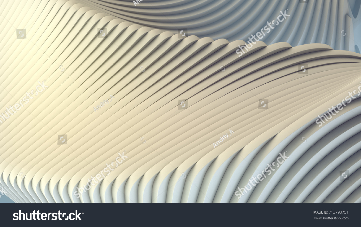 White stripe architectural futuristic pattern background. 3d render illustration