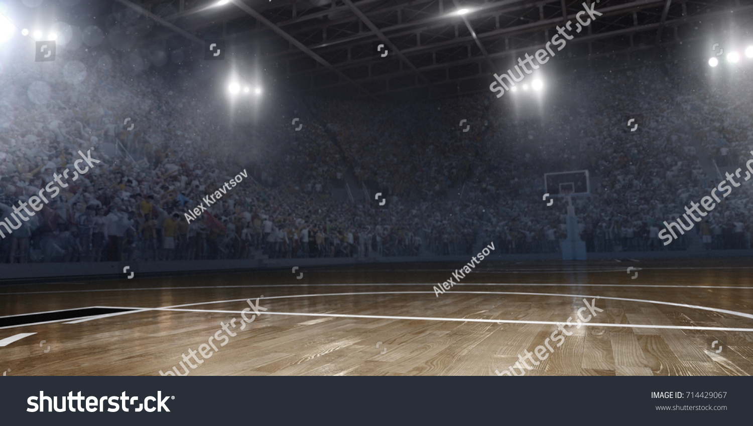 Professional basketball arena in 3D. Arena are full of fans.