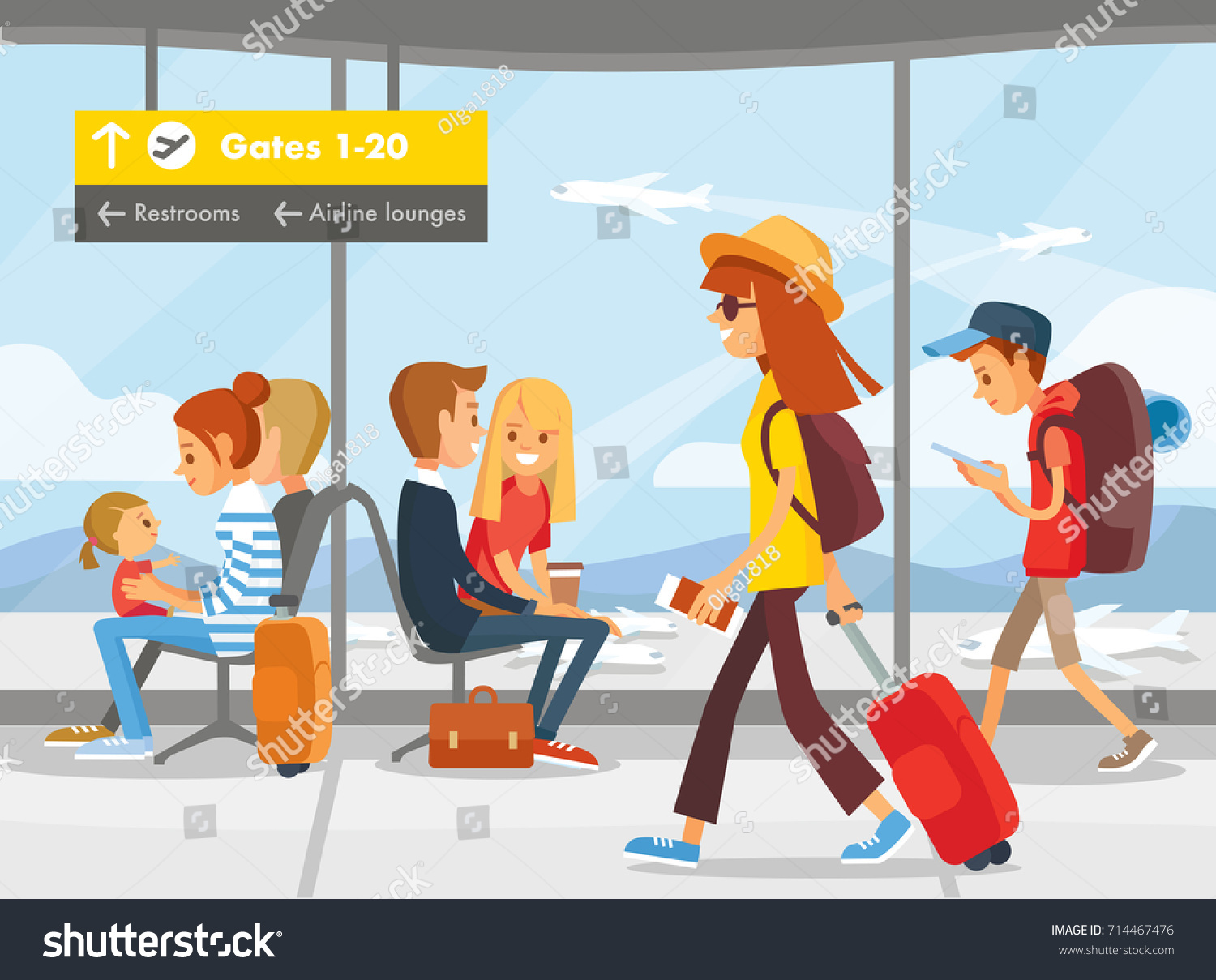 People in the airport terminal