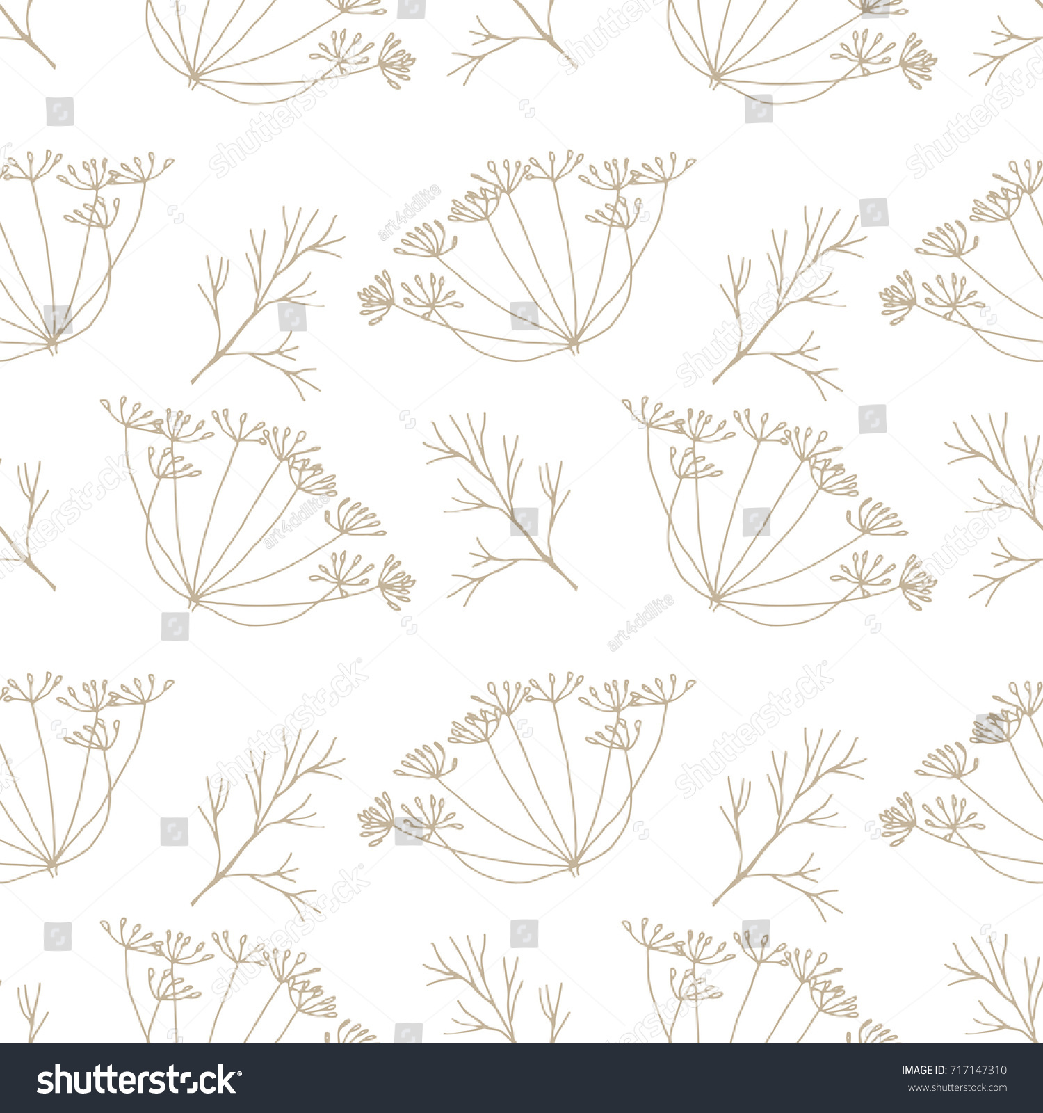 Dill flowers vector seamless pattern. Floral repeat with delicate hand ...