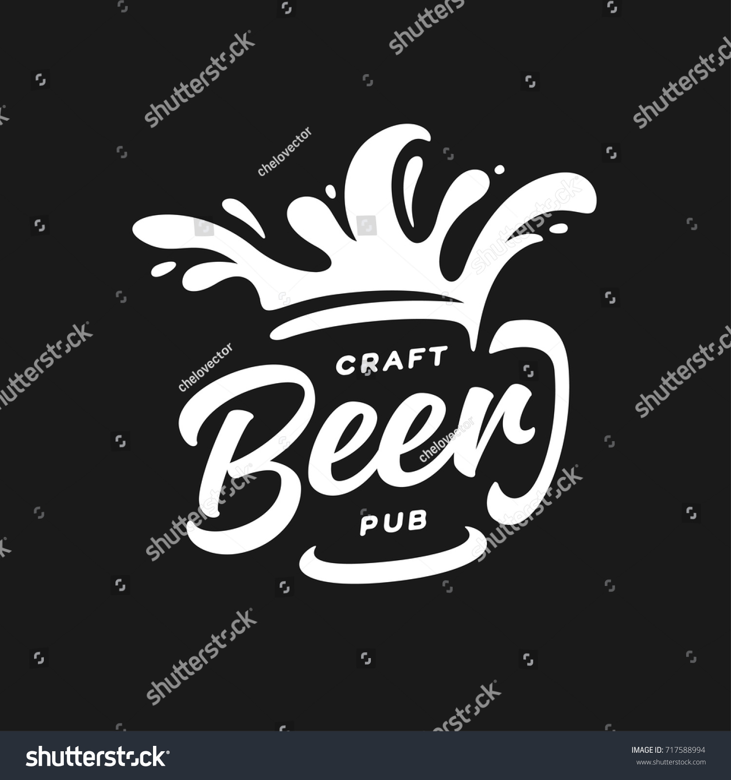 Craft beer pub typography. Vector vintage lettering illustration. Chalkboard design element for beer pub. Beer advertising.