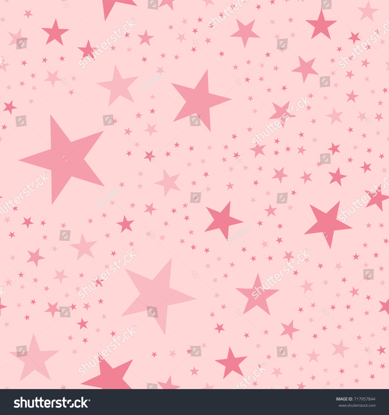 Pink stars seamless pattern on light pink magnetic background.