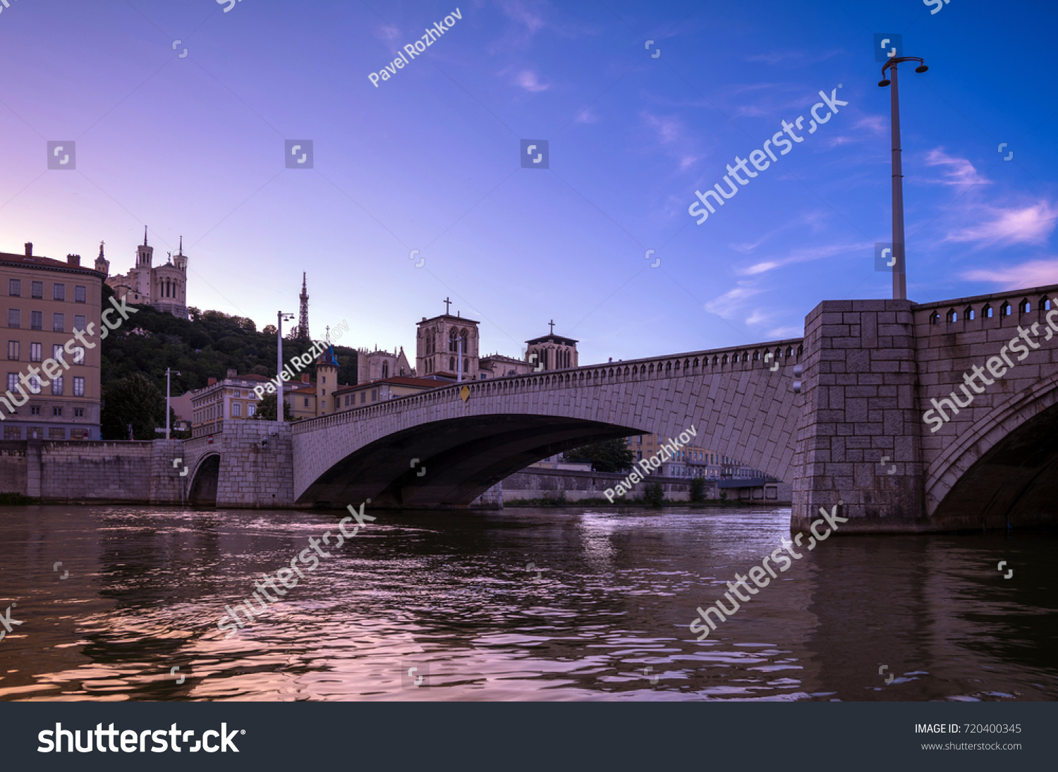 Pont Bonaparte across the Saone River - Bridge of Lyon  France