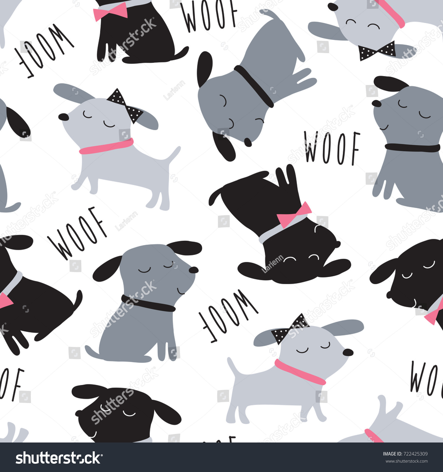 seamless cute dogs animal pattern vector illustration