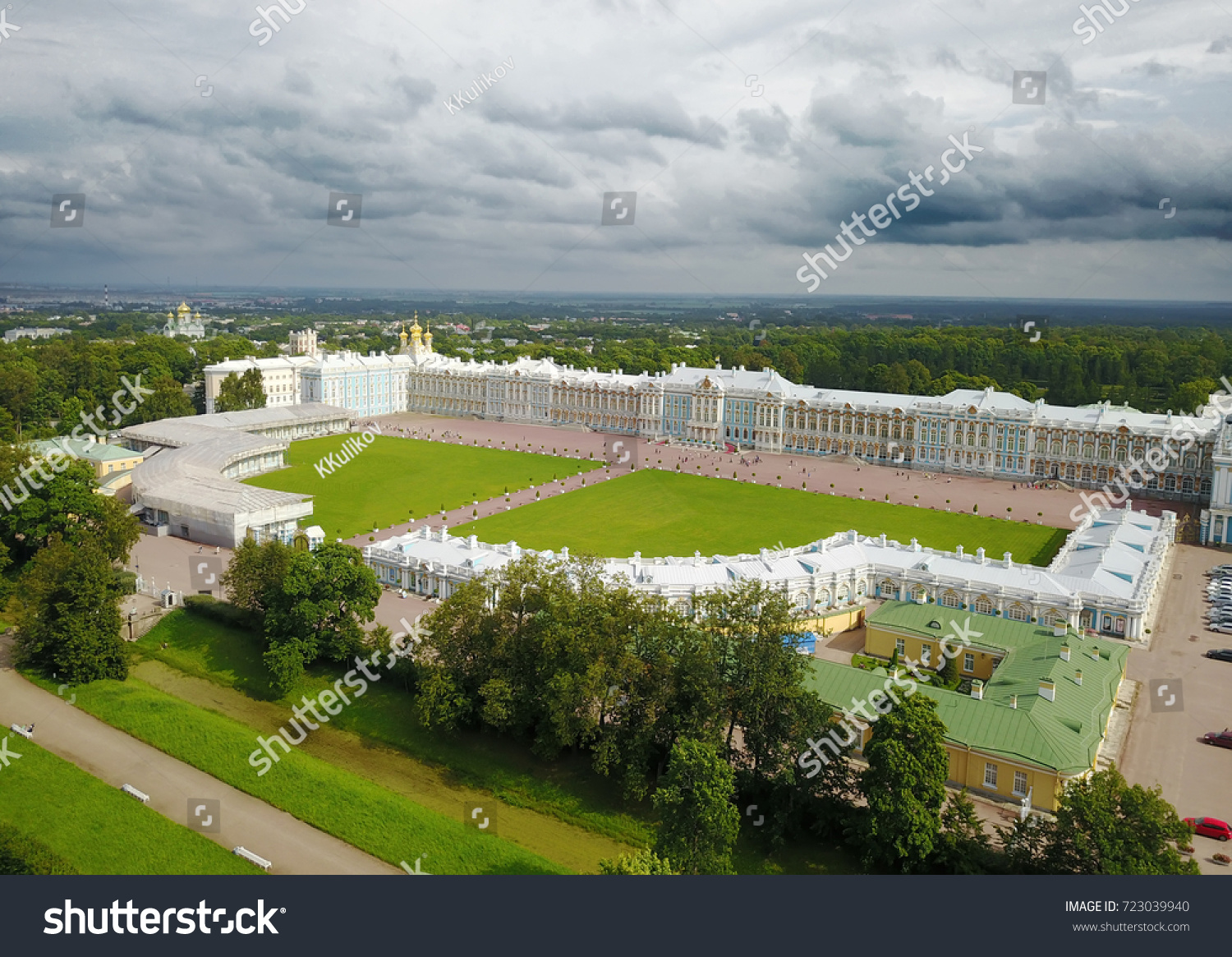 Aerial view on Katherines Palace hall in Tsarskoe Selo (Pushkin)  Russia