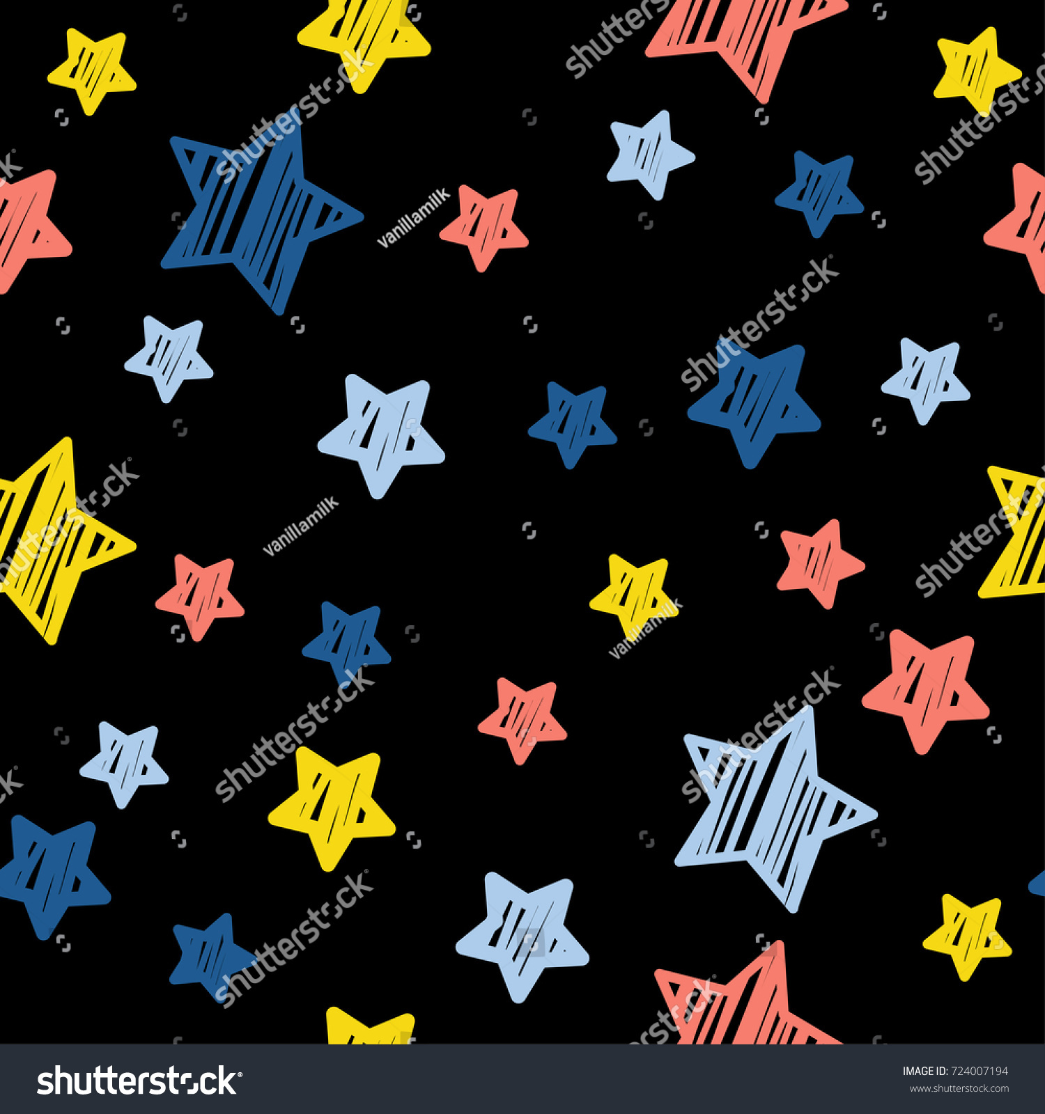 Abstract star seamless pattern background. Childish handcrafted wallpaper for design card  wallpaper  album  scrapbook  holiday wrapping paper  textile fabric  bag print  t shirt etc.